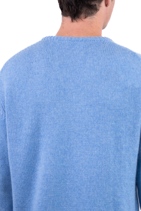 Cashmere kaschmir pullover herren v ausschnitt atman azurblau meliert xs