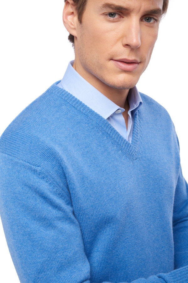 Cashmere kaschmir pullover herren v ausschnitt hippolyte 4f blau meliert 2xl
