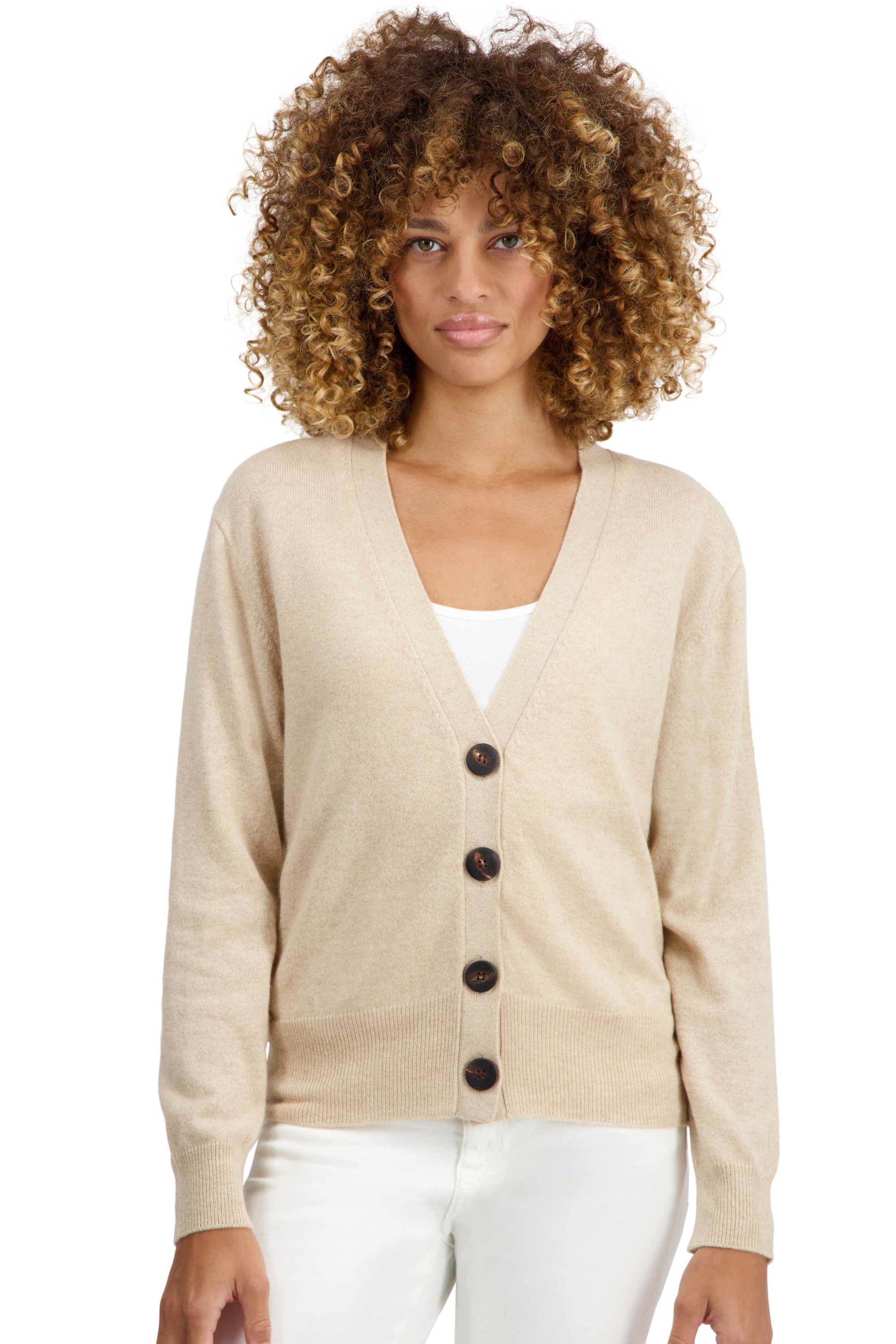 Cashmere kaschmir pullover damen strickjacken cardigan talitha natural beige 4xl
