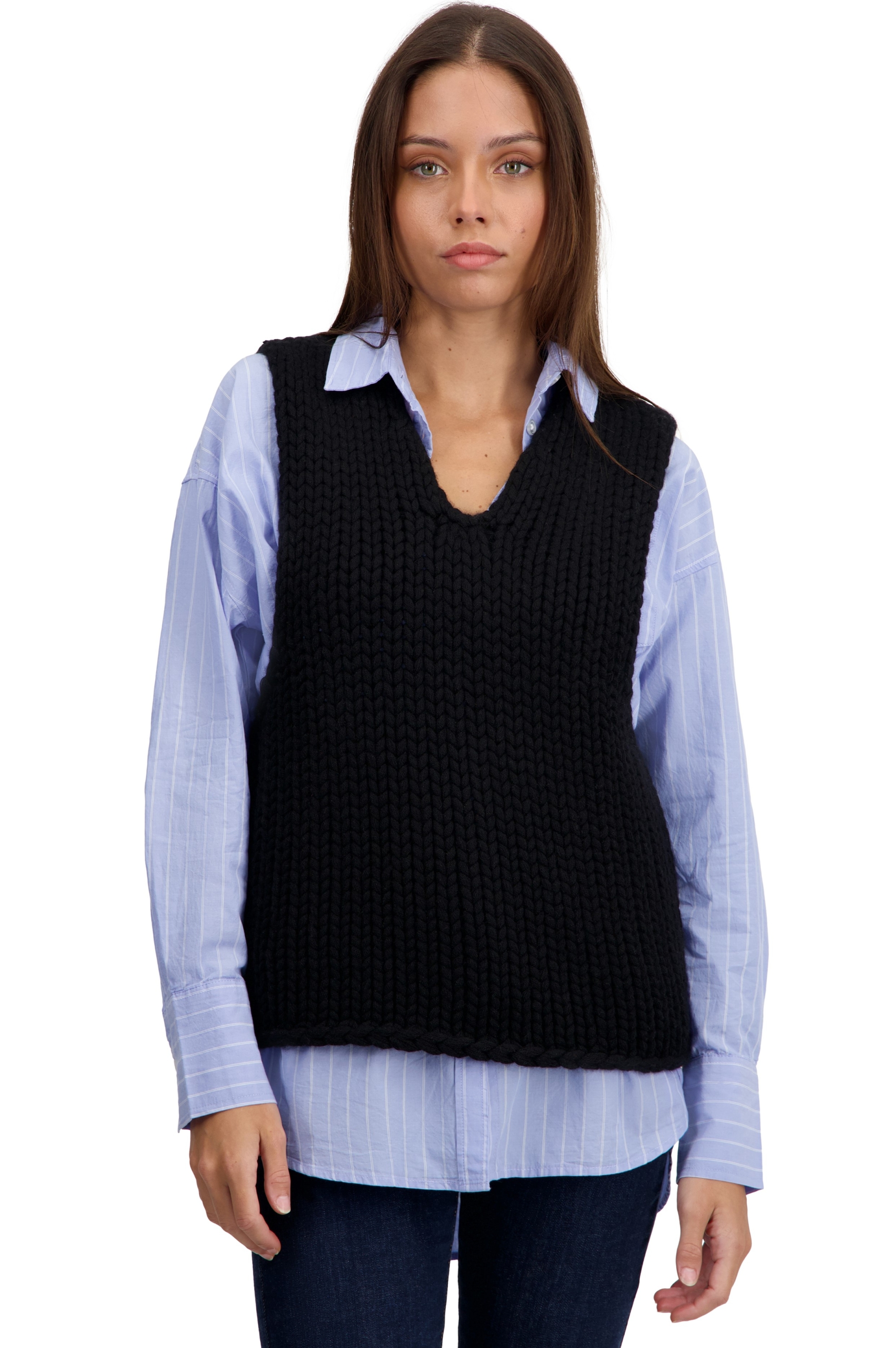 Cashmere kaschmir pullover damen v ausschnitt toscane schwarz 3xl
