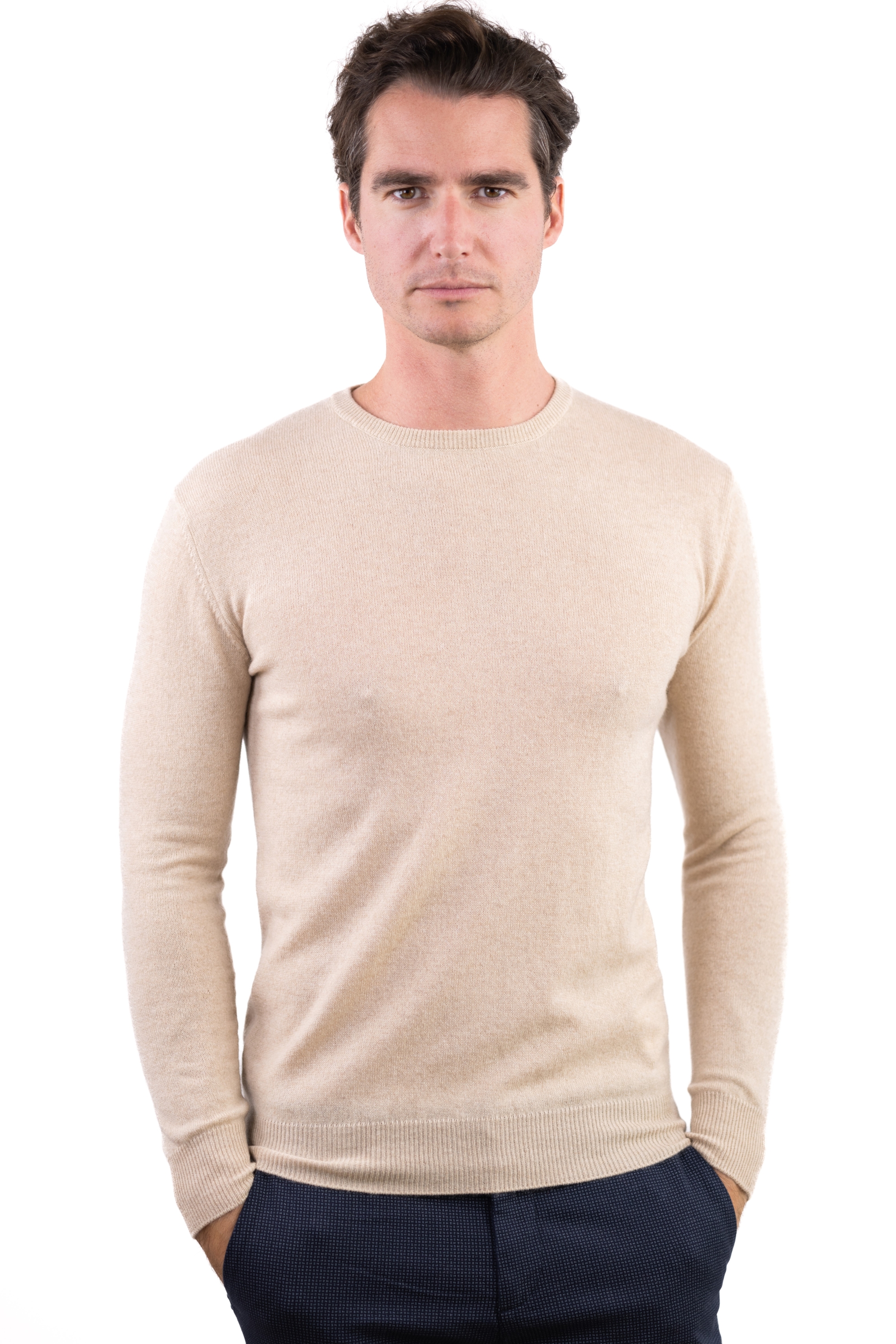 Cashmere kaschmir pullover herren rundhals keaton natural beige 2xl