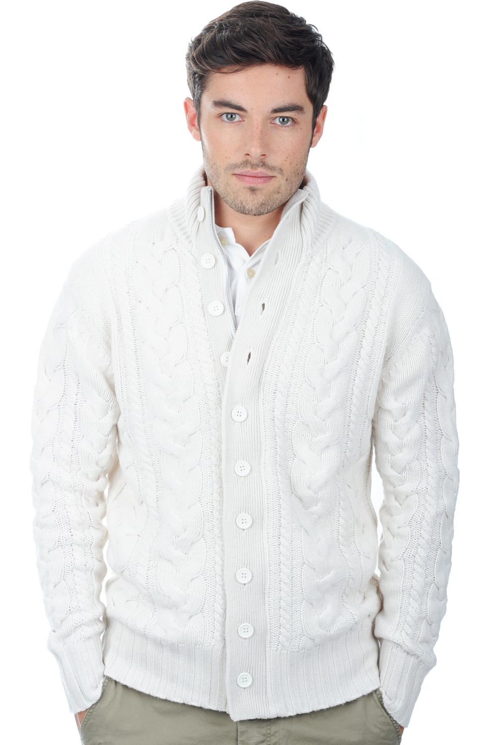 Cashmere kaschmir pullover herren strickjacke pullunder loris off white xl
