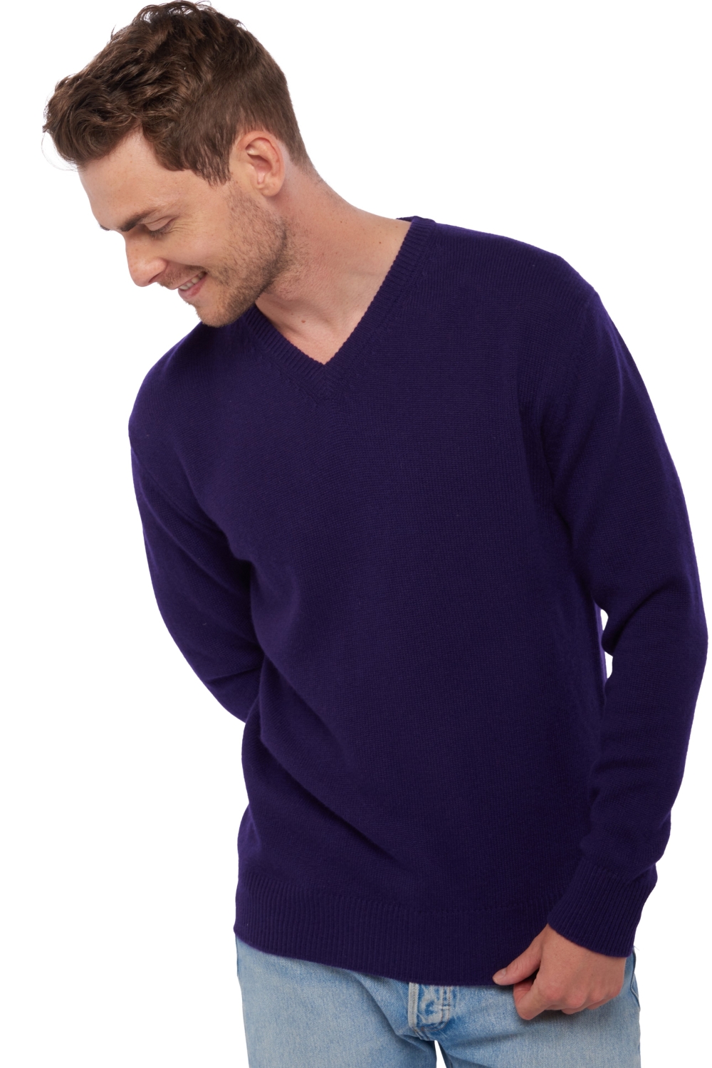 Cashmere kaschmir pullover herren v ausschnitt hippolyte 4f deep purple xl