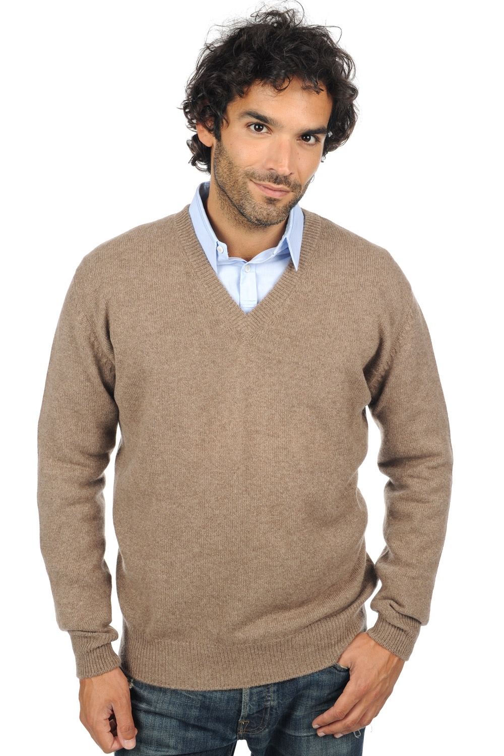 Cashmere kaschmir pullover herren v ausschnitt hippolyte 4f natural brown xl