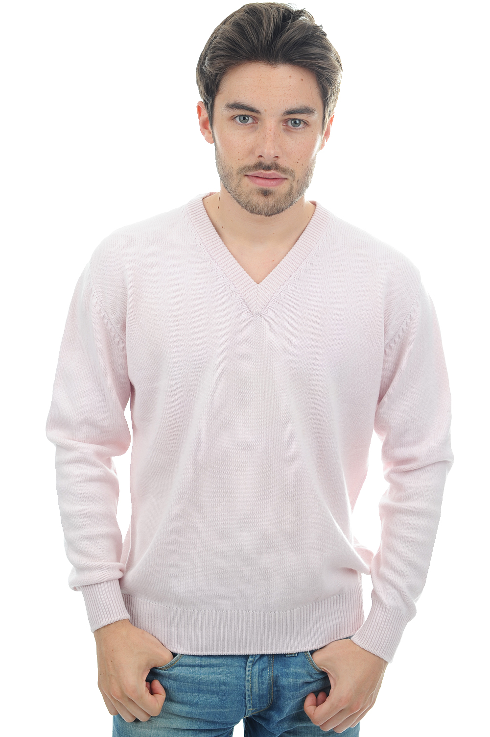 Cashmere kaschmir pullover herren v ausschnitt hippolyte 4f zartrosa 4xl