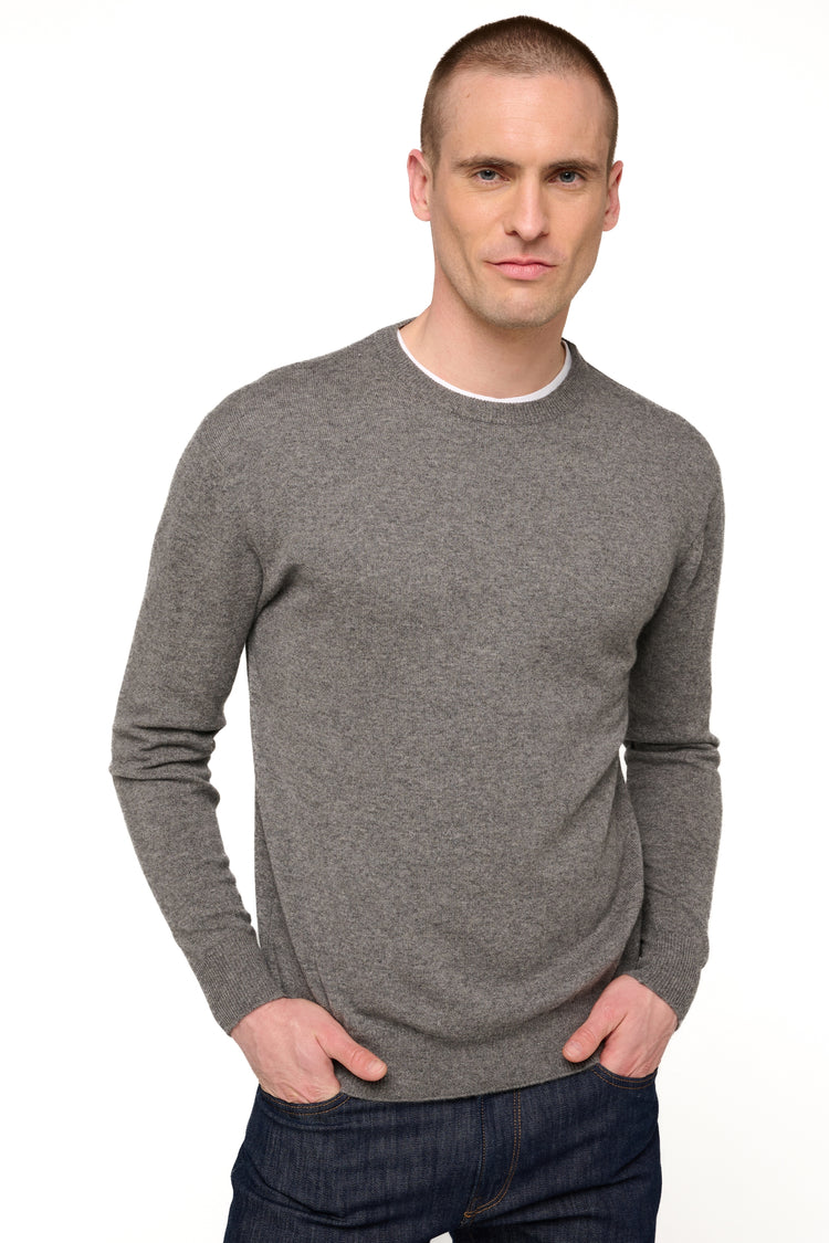 Nestor Kaschmirpullover Herren - Marmotte chiné - Mahogany