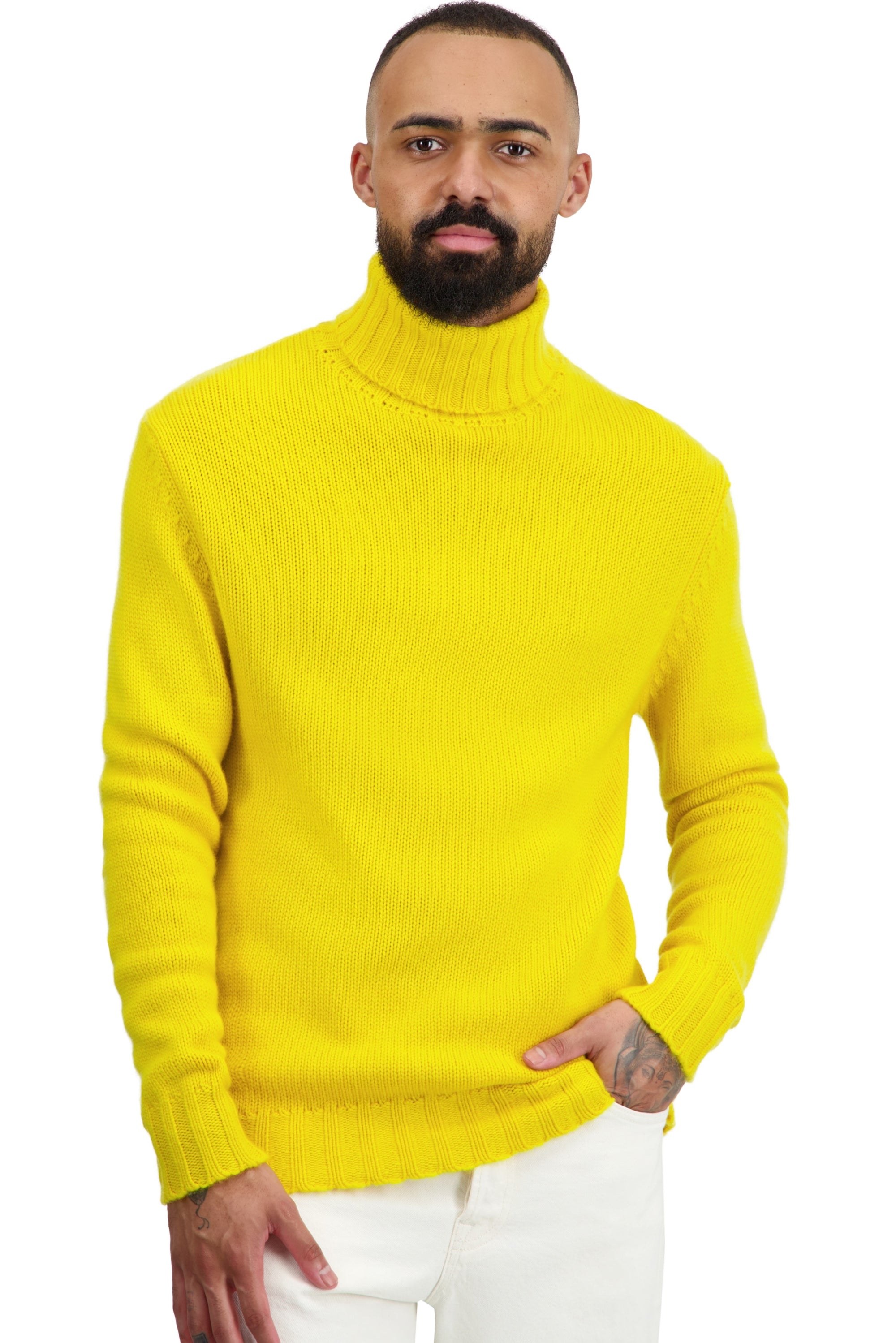 Achille aus Kaschmir für Herren - Sonnengelb - Mahogany