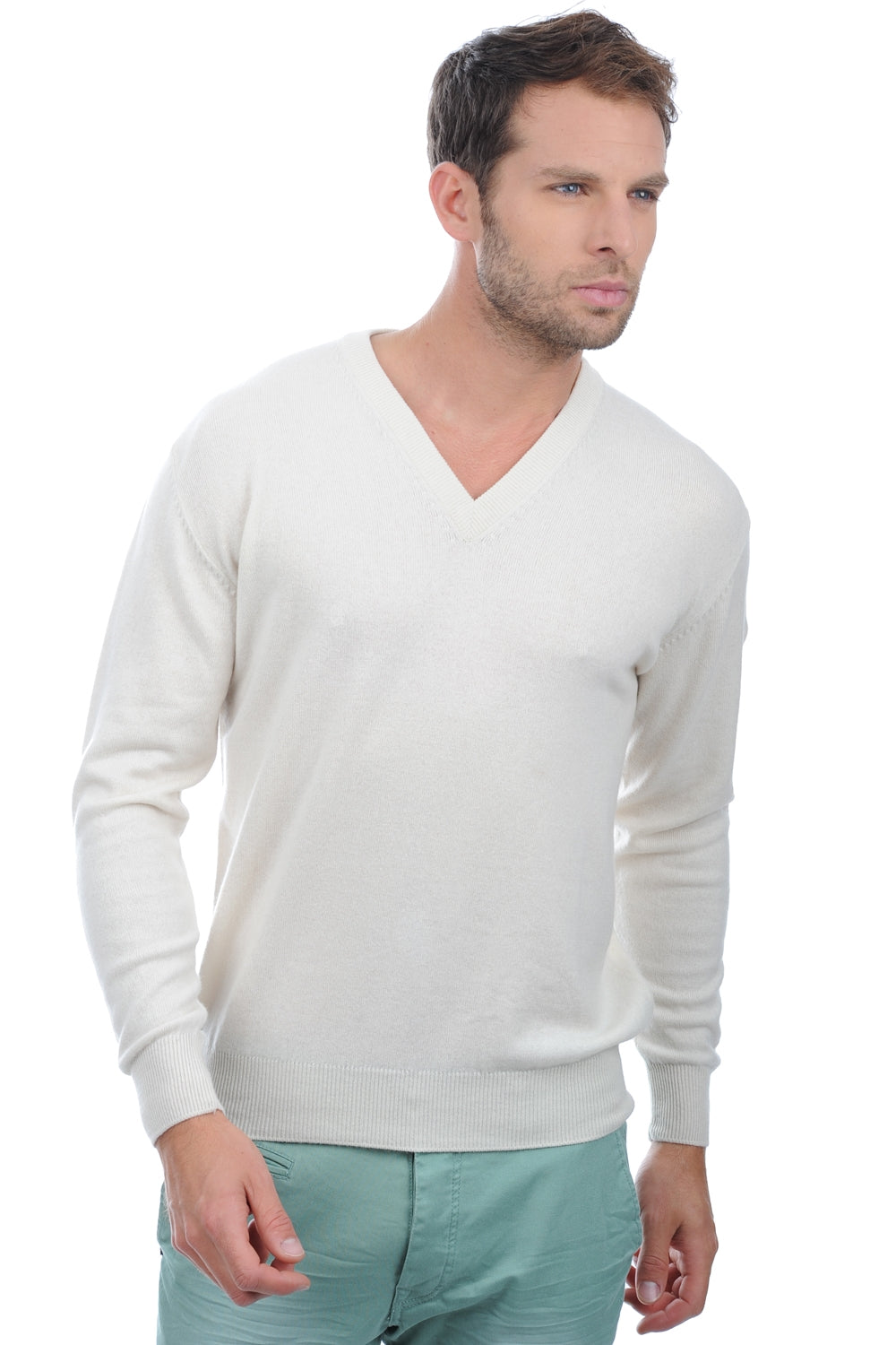 Hippolyte Kaschmirpullover Herren - ecru - Mahogany