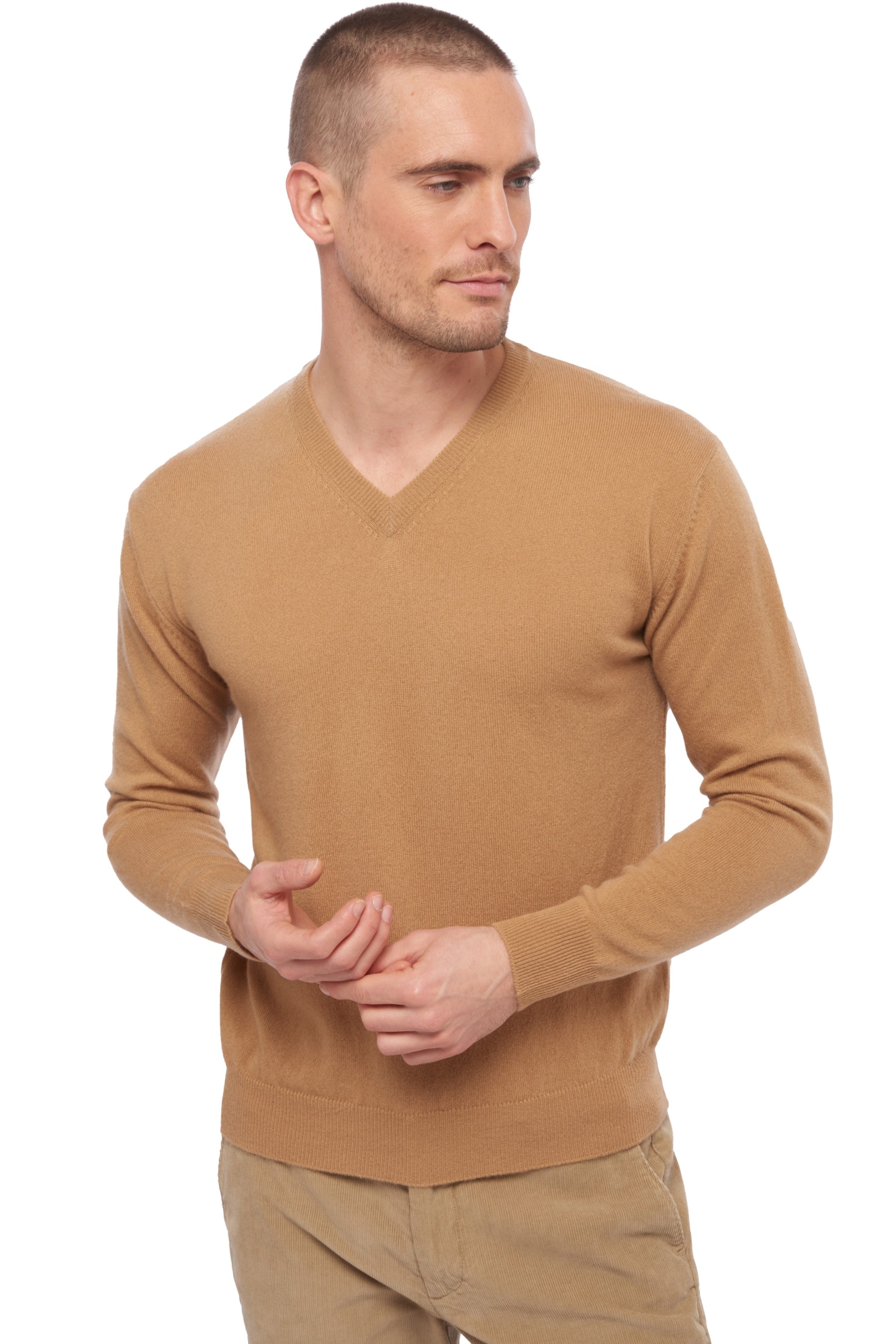 Hippolyte Kaschmirpullover Herren - camel - Mahogany