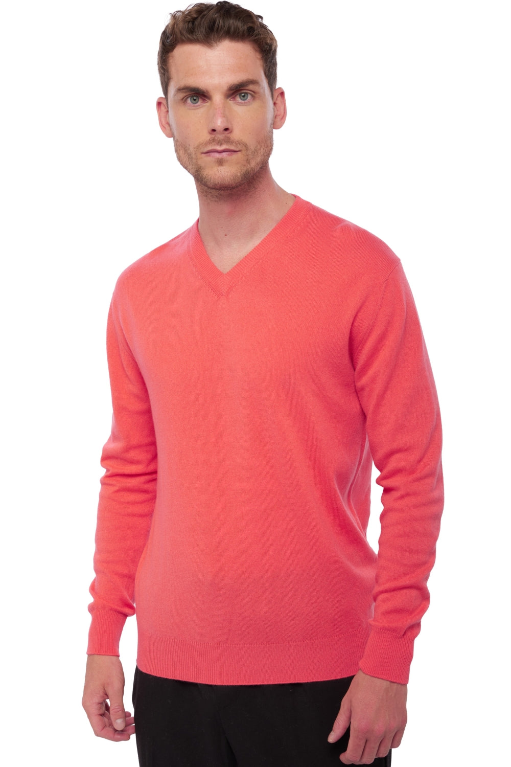 Hippolyte Kaschmirpullover Herren - leuchtendes Koralle - Mahogany