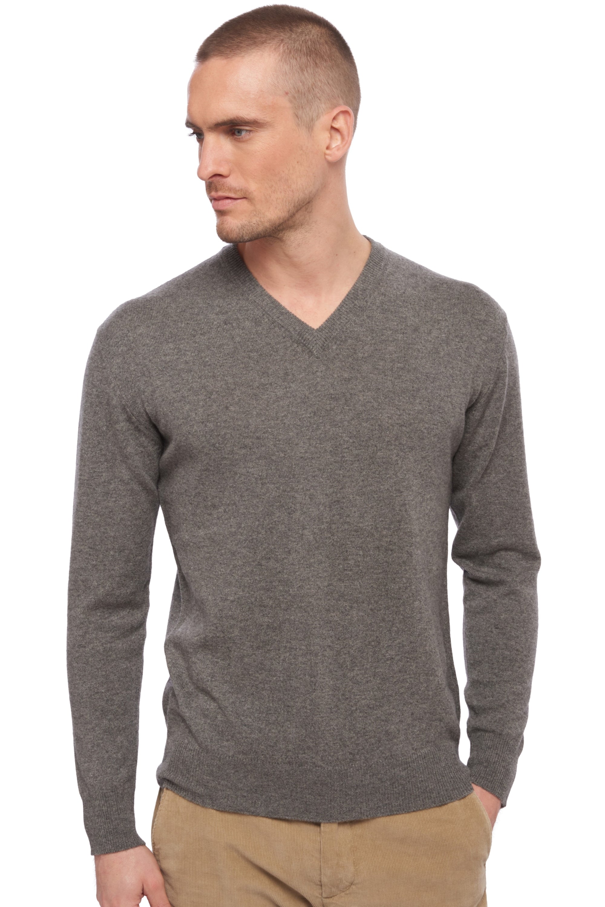 Hippolyte Kaschmirpullover Herren - meliertes Marmottenbraun - Mahogany