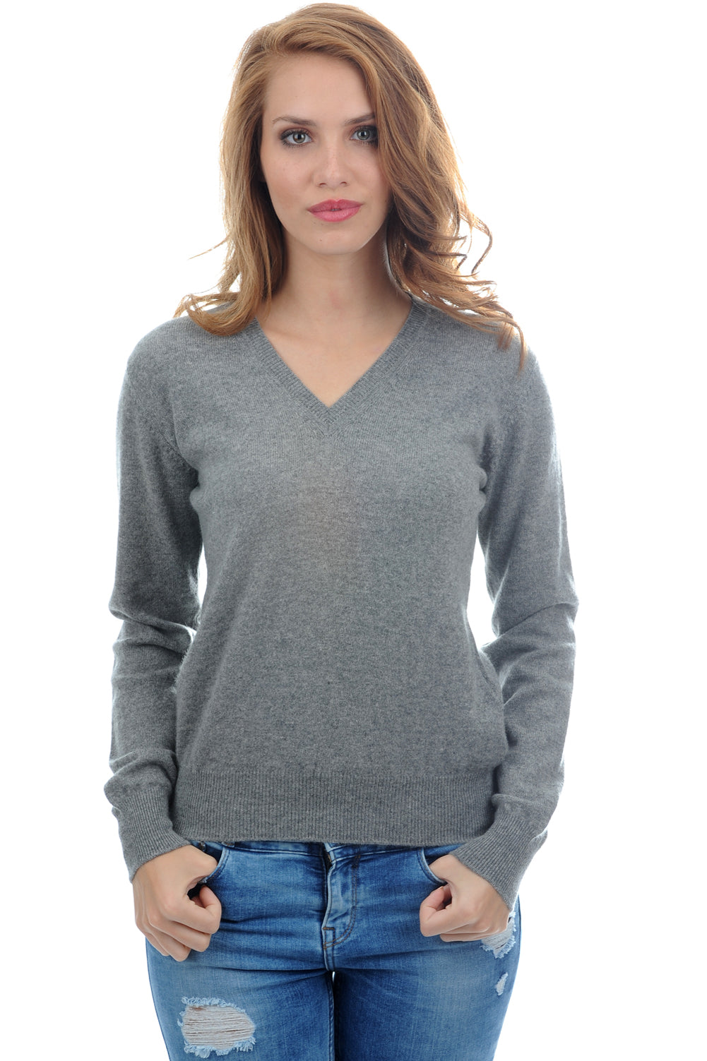 Faustine aus Kaschmir für Damen - gris chiné - Mahogany