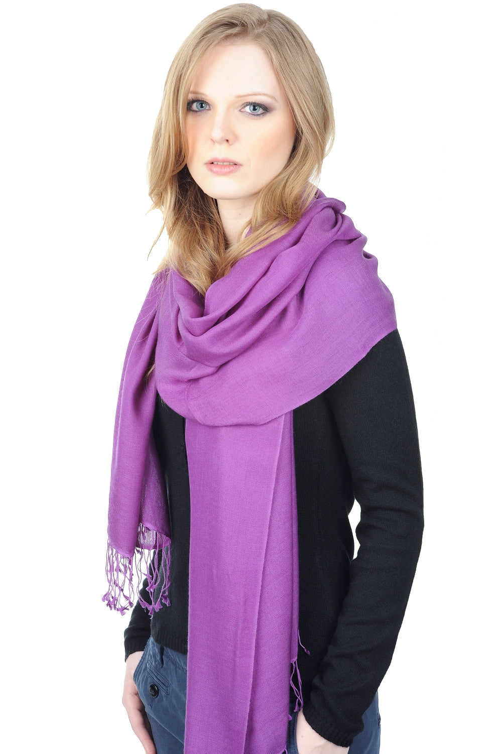 Pashmina aus Kaschmir und Seide, 70 % Kaschmir / 30 % Seide, unisex, fein, fein gewebt, Mahogany