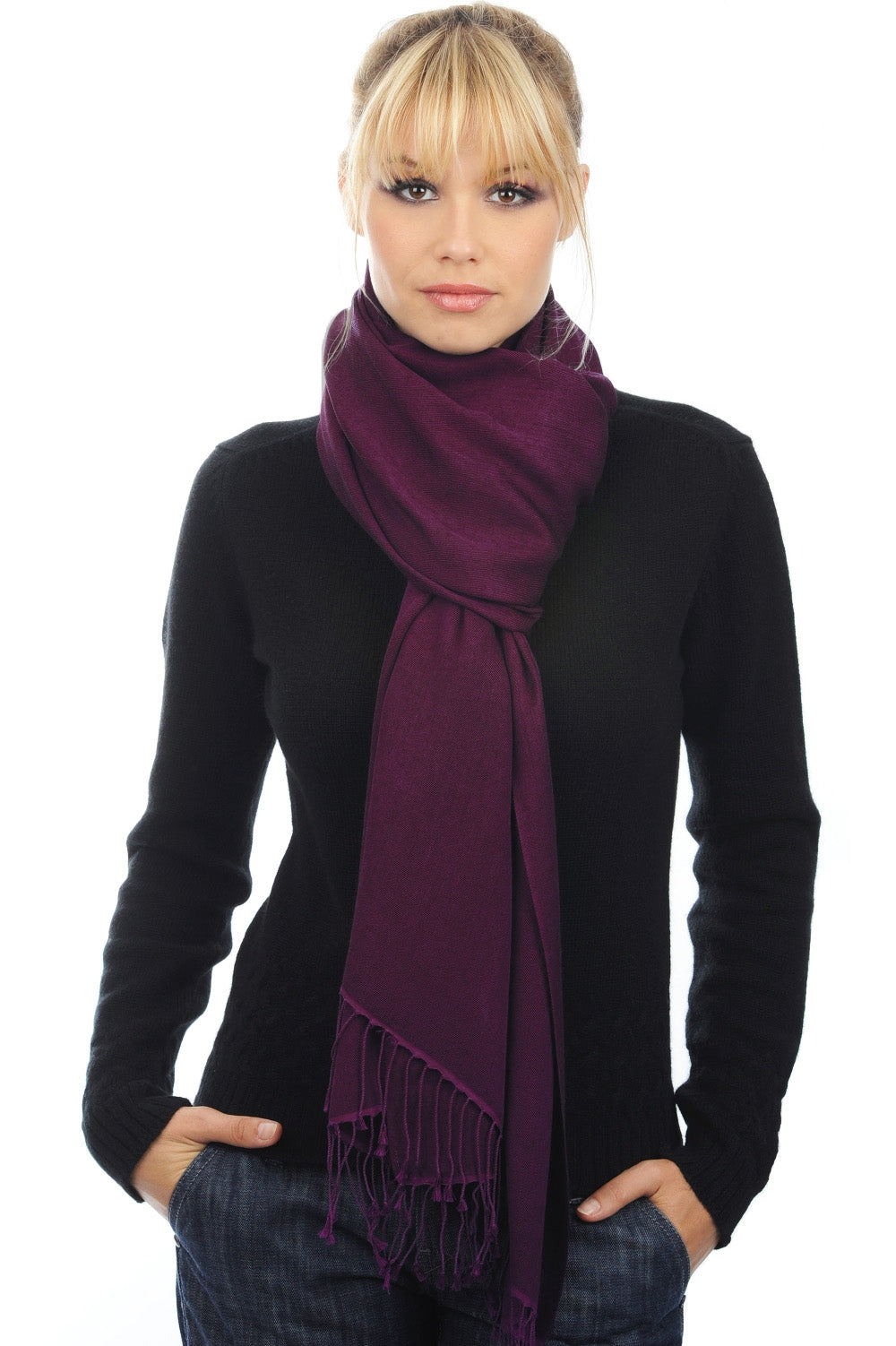 Platine aus Kaschmir und Seide Unisex - kräftiges Violett - Mahogany