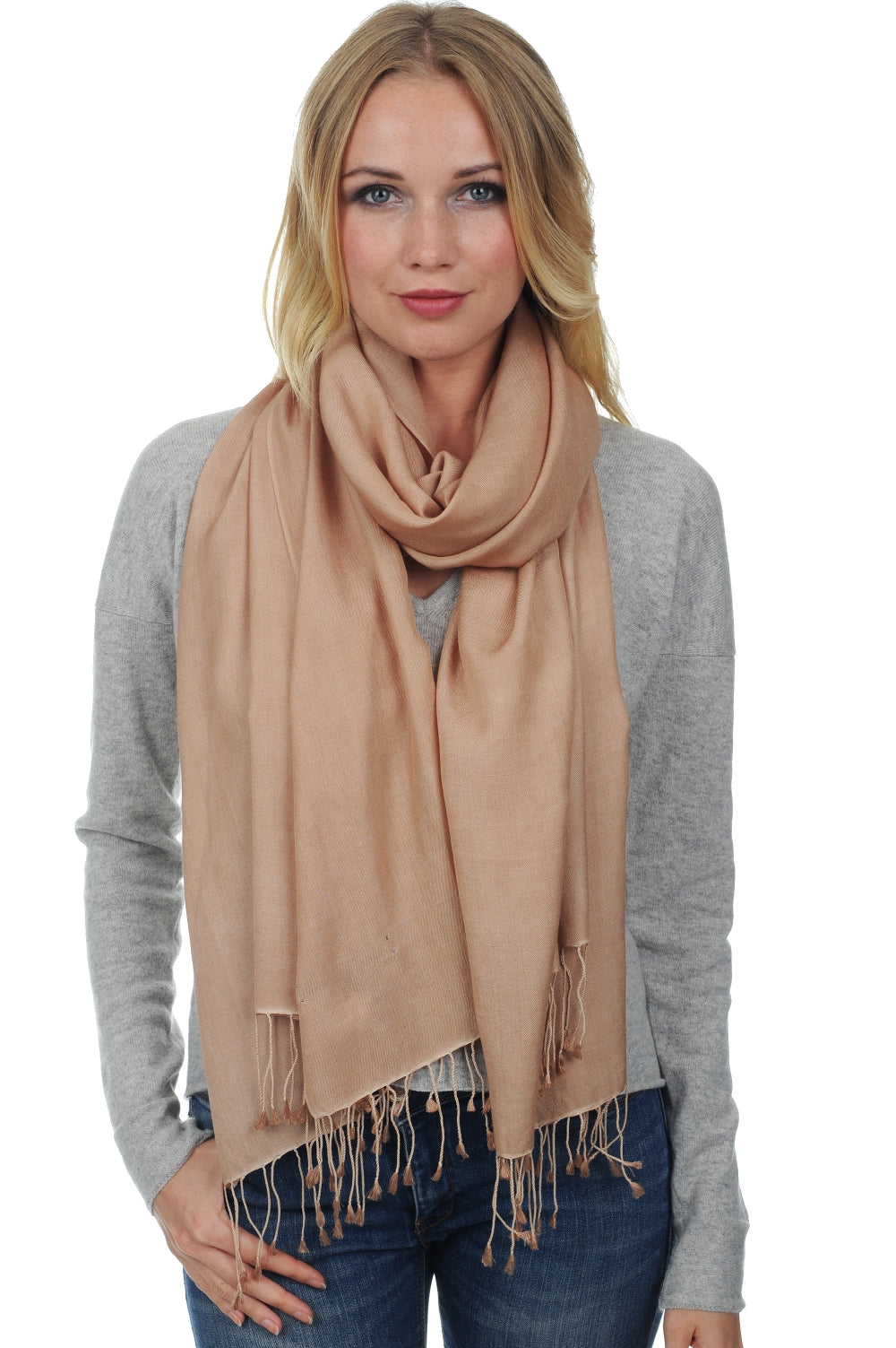 Platine aus Kaschmir und Seide gemischt - kräftiges Rosé-Beige - Mahogany