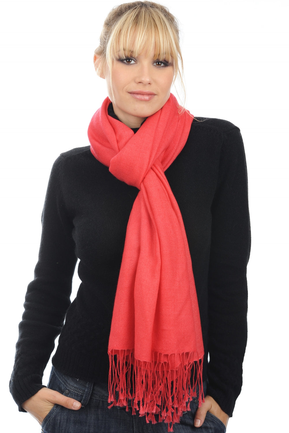 Diamant Kaschmir Unisex - leuchtendes Koralle - Mahogany