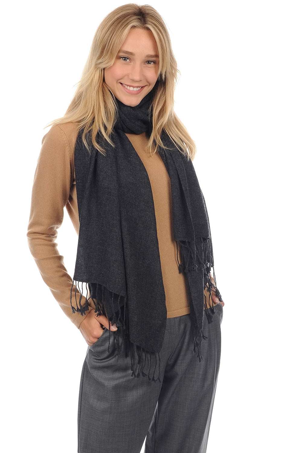 Diamant Kaschmir unisex - anthracite chiné - Mahogany