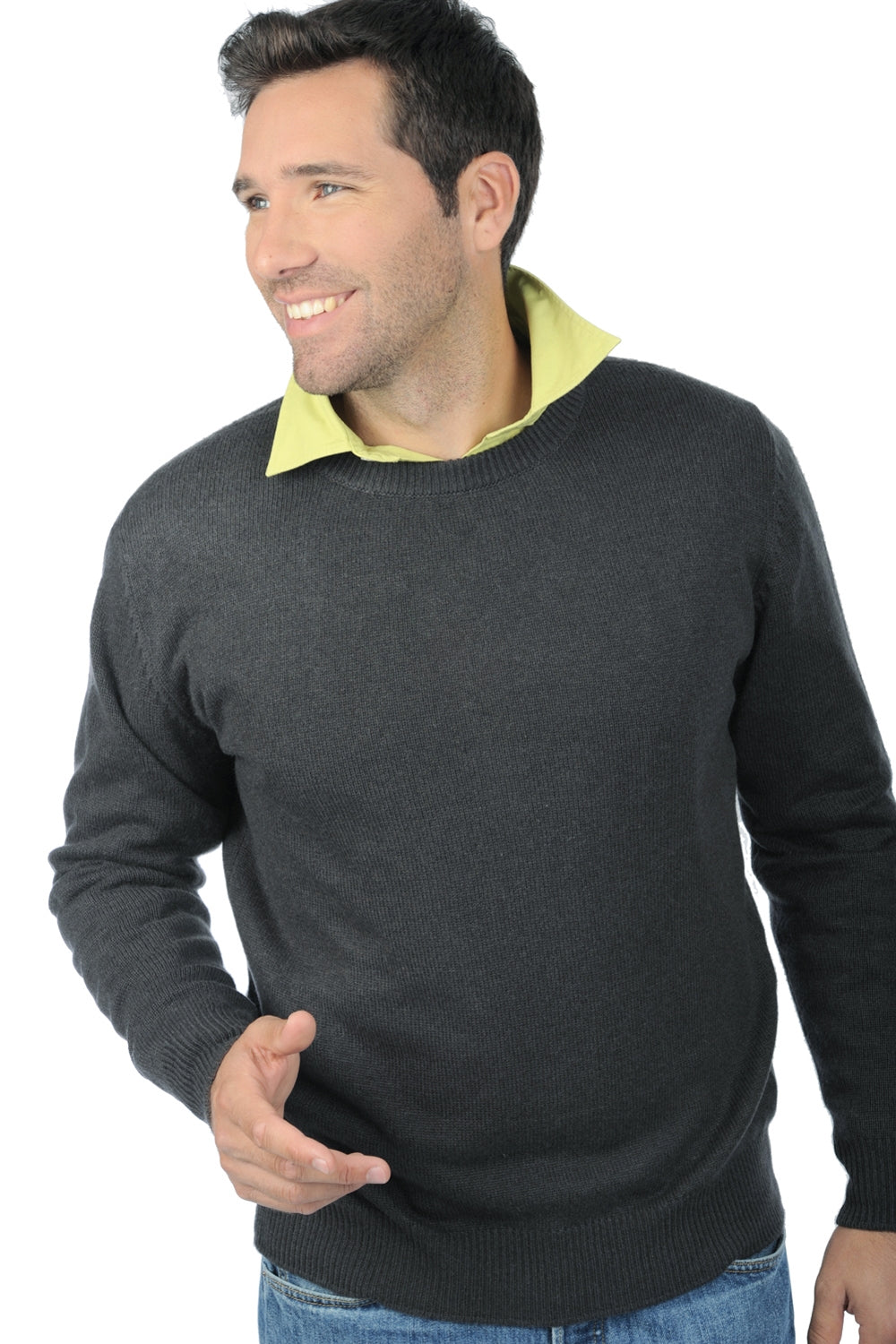 Kaschmirpullover, 100 % Kaschmir, Herren, Rundhalsausschnitt, gerader Schnitt, lange Ärmel, fein, Mahogany