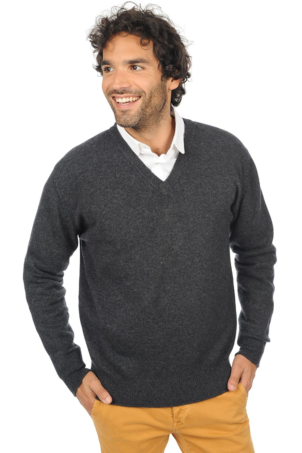 Hippolyte 4F Kaschmirpullover Herren - meliertes Anthrazit - Mahogany