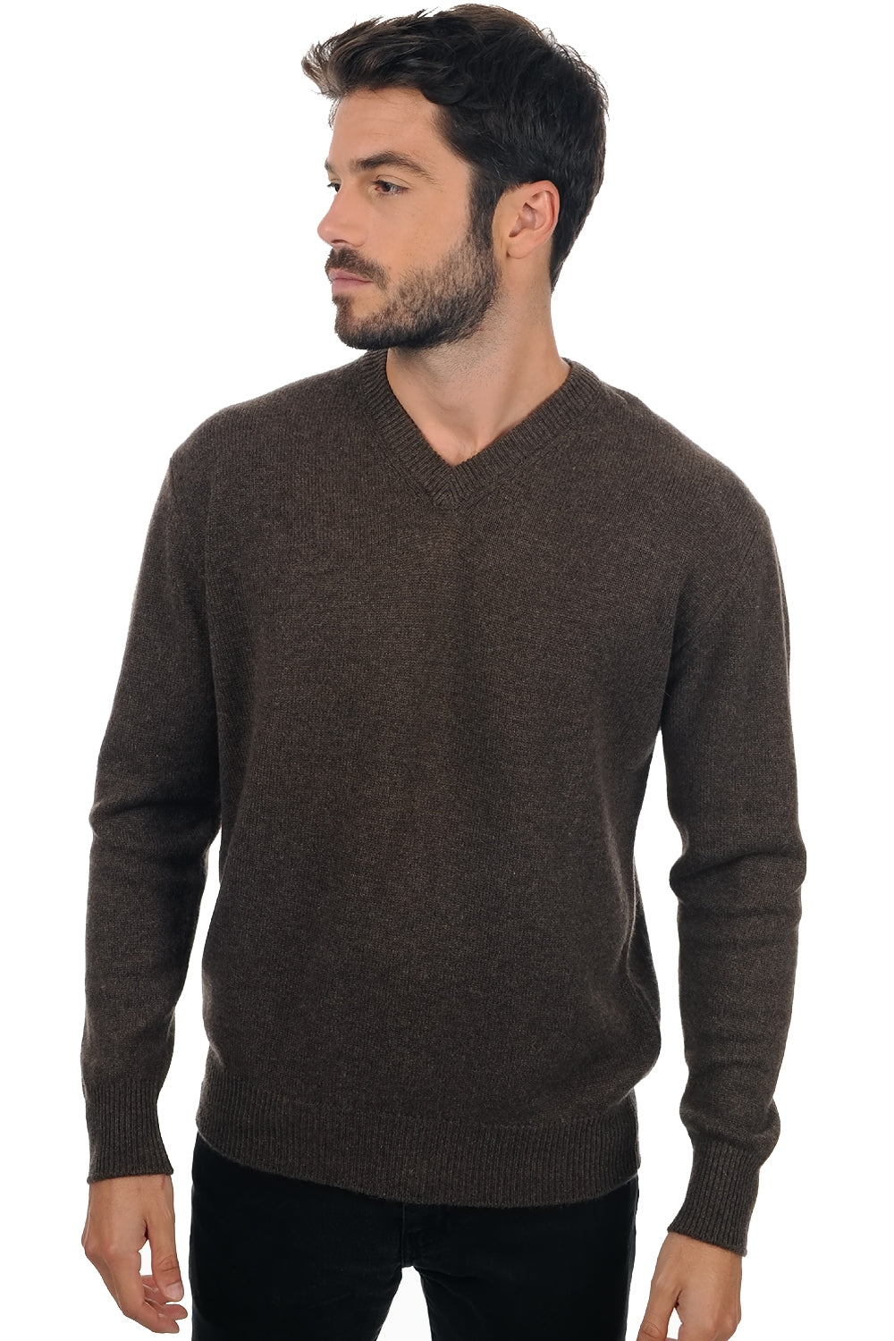 Hippolyte 4F aus Kaschmir für Herren - meliertes Braun - Mahogany