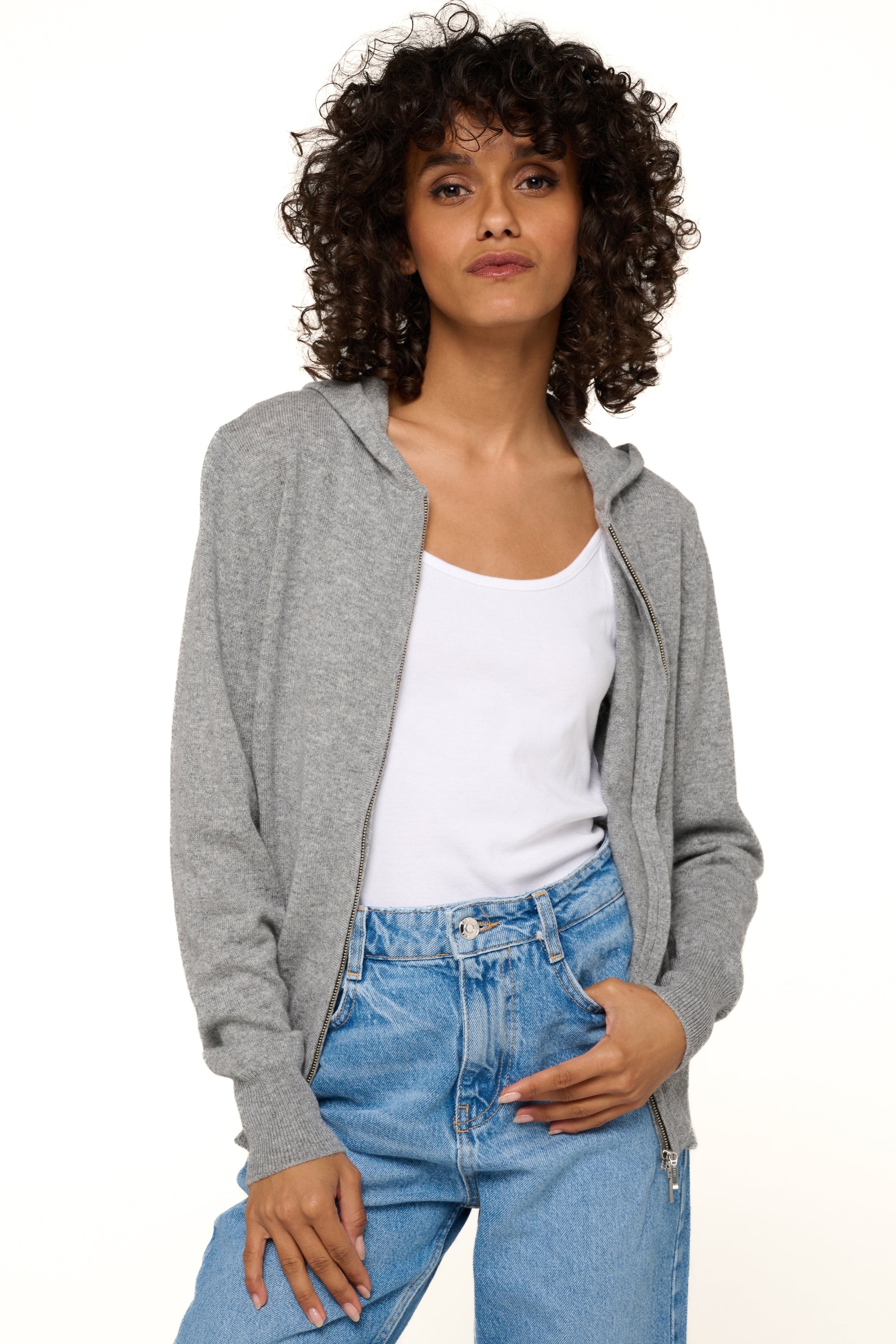 Louanne aus Kaschmir für Damen - Grau meliert - Mahogany