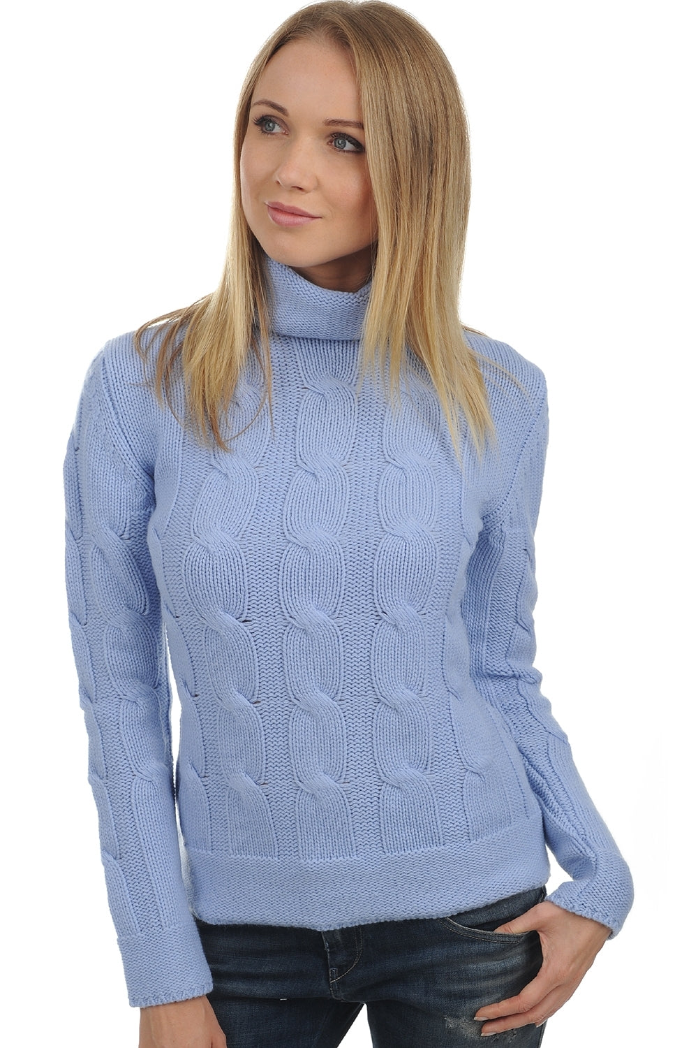 Blanche aus Kaschmir für Damen - himmelblau - Mahogany