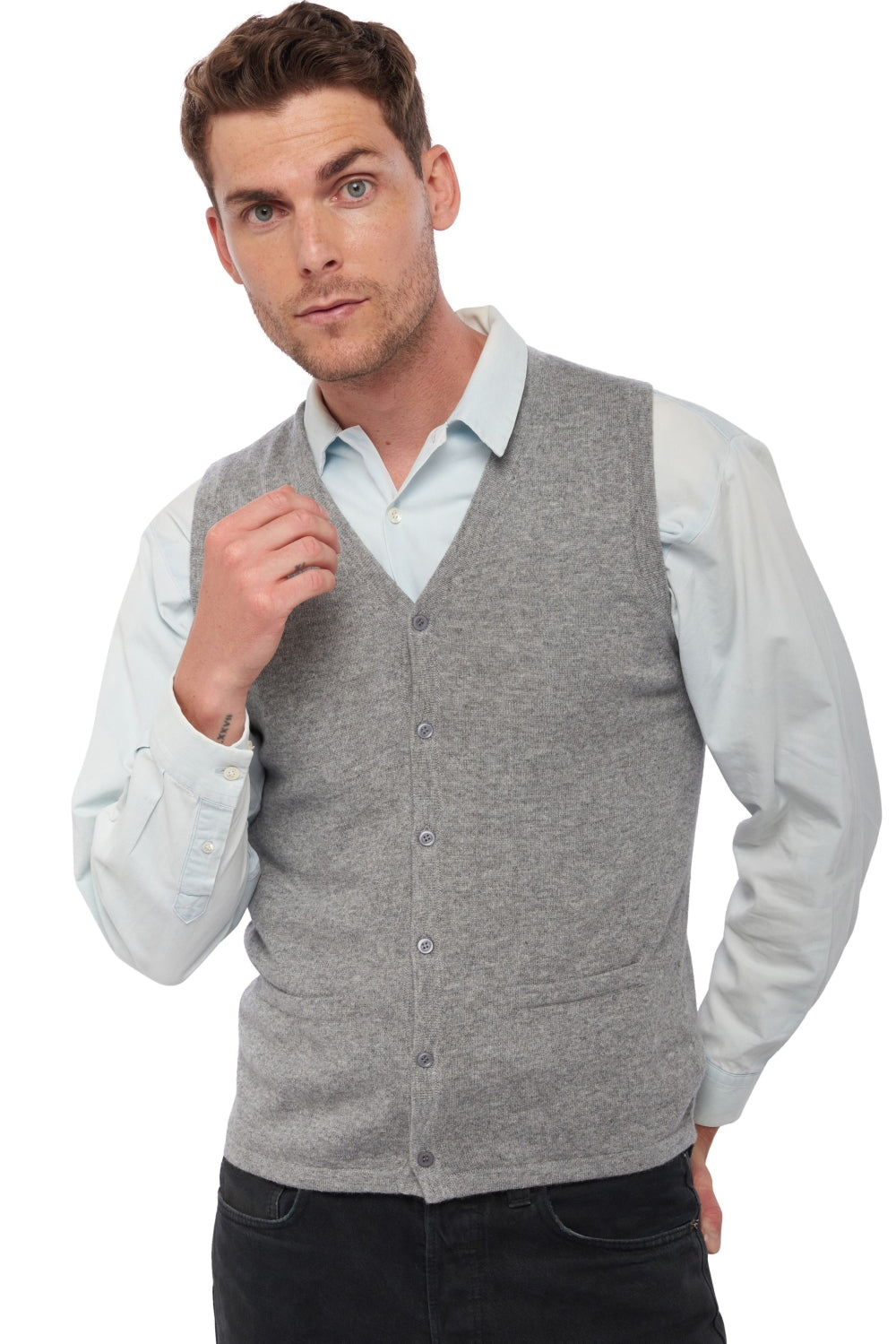 Basile Kaschmirpullover Herren - gris chiné - Mahogany