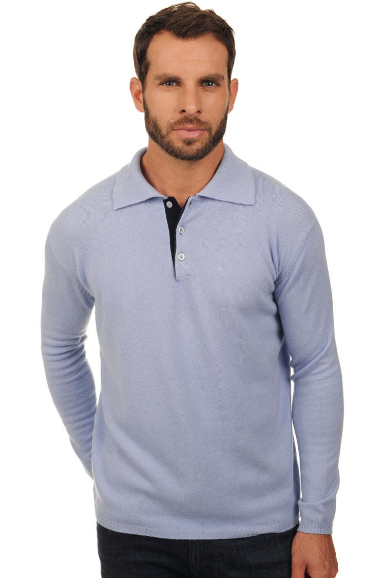 Scott aus Kaschmir für Herren - Himmelblau/Dunkelmarineblau - Mahogany