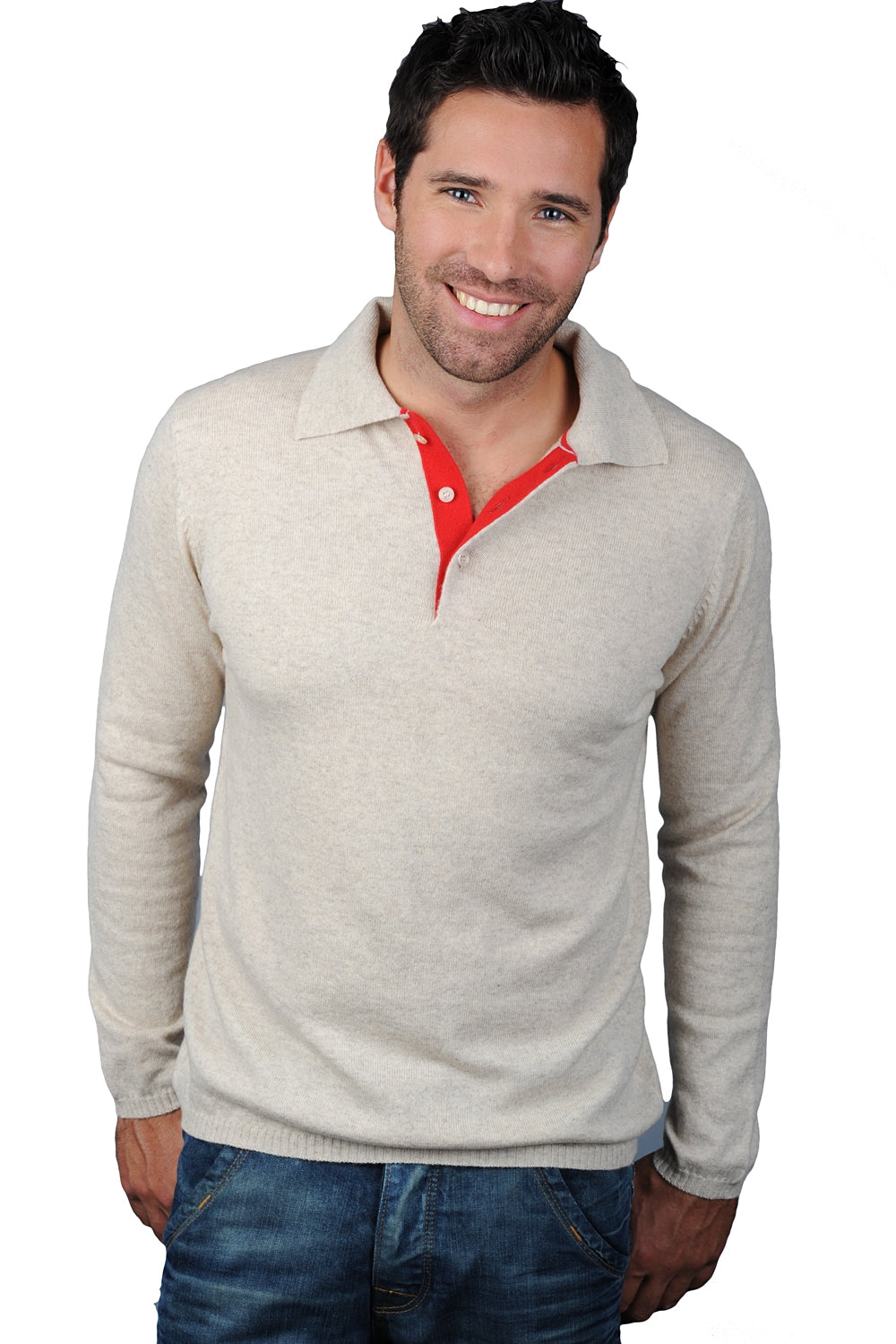 Scott aus Kaschmir für Herren - Meliertes Ecru/Rot - Mahogany