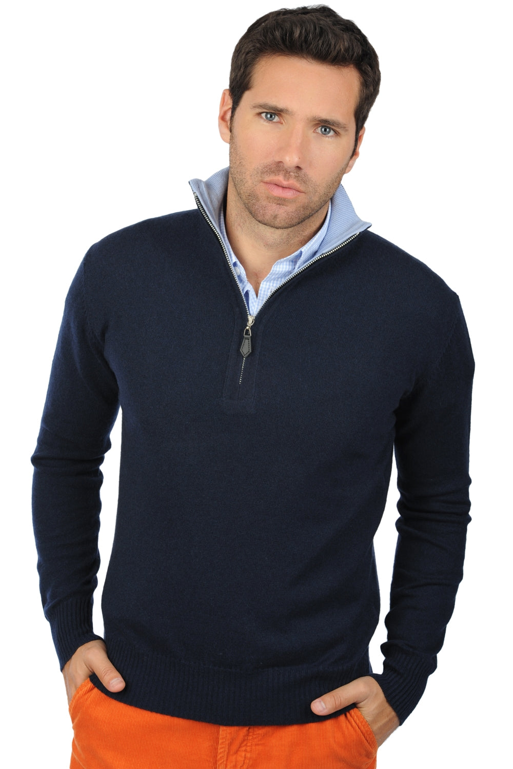Henri Kaschmirpullover Herren - marine foncé-himmelblau - Mahogany