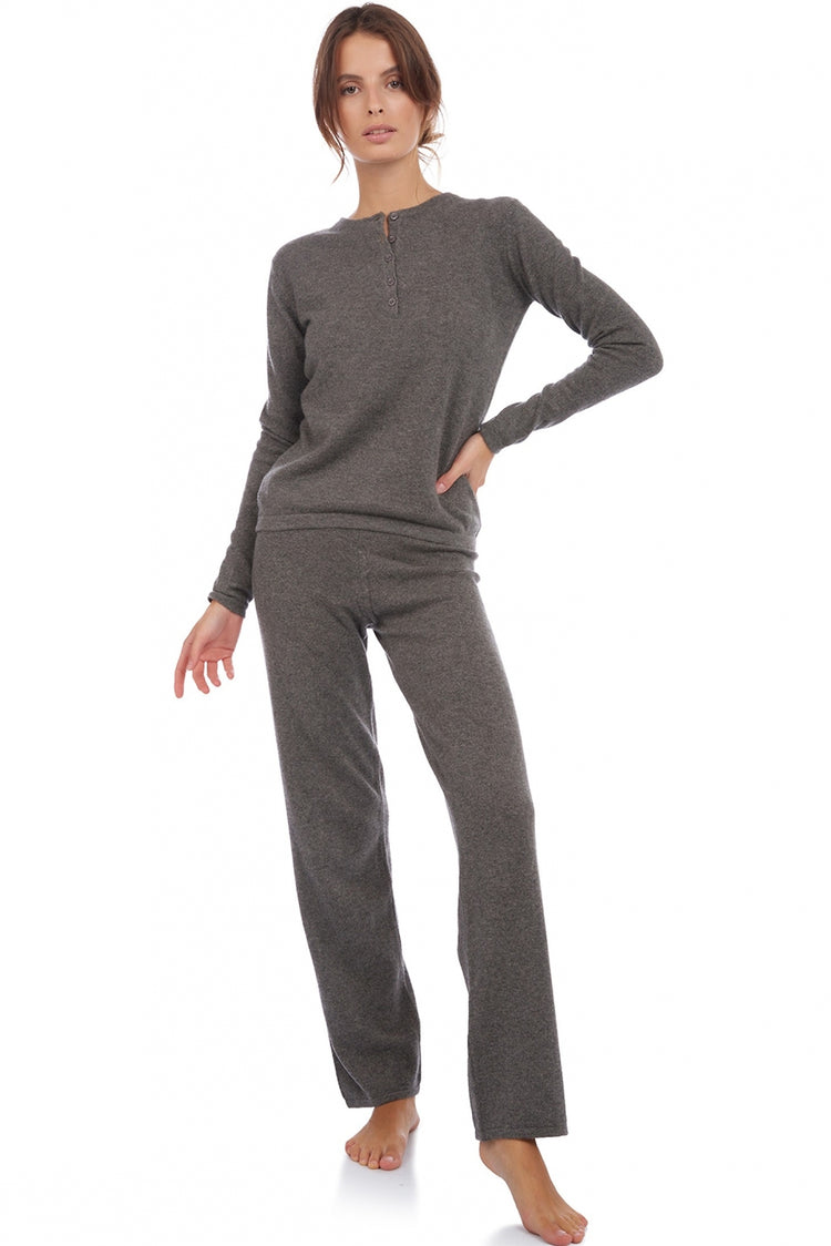 Loan aus Kaschmir für Damen - gris chiné - Mahogany