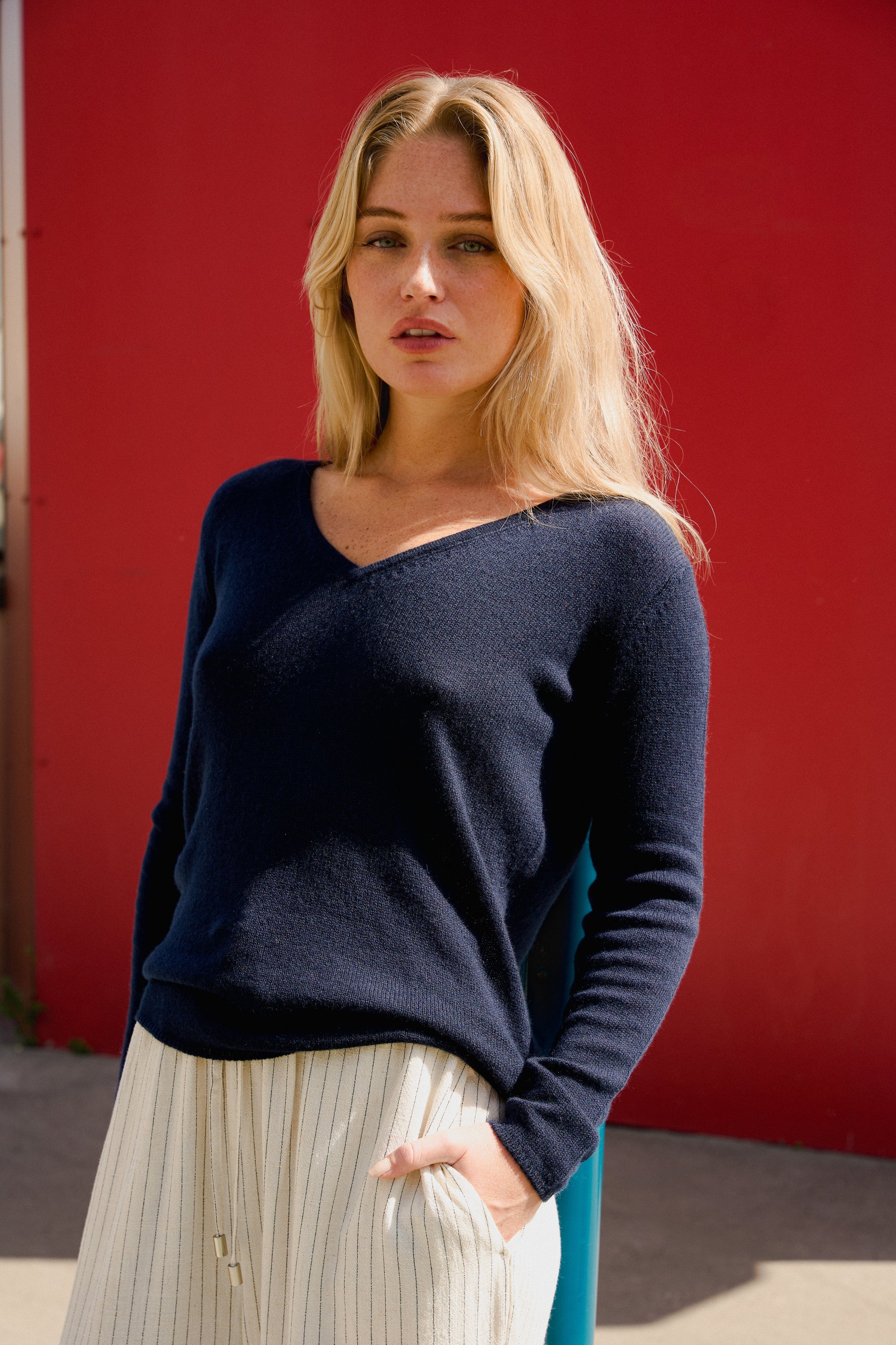Flavie aus Kaschmir für Damen - dunkelmarineblau - Mahogany