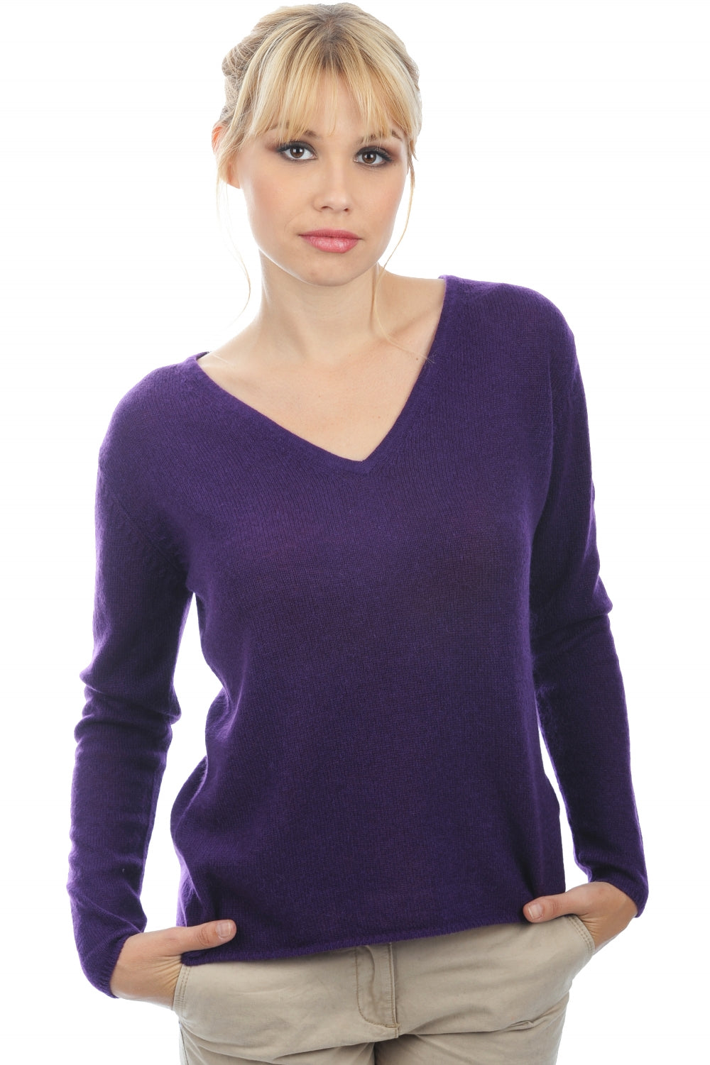 Flavie aus Kaschmir für Damen - leuchtendes Violett - Mahogany