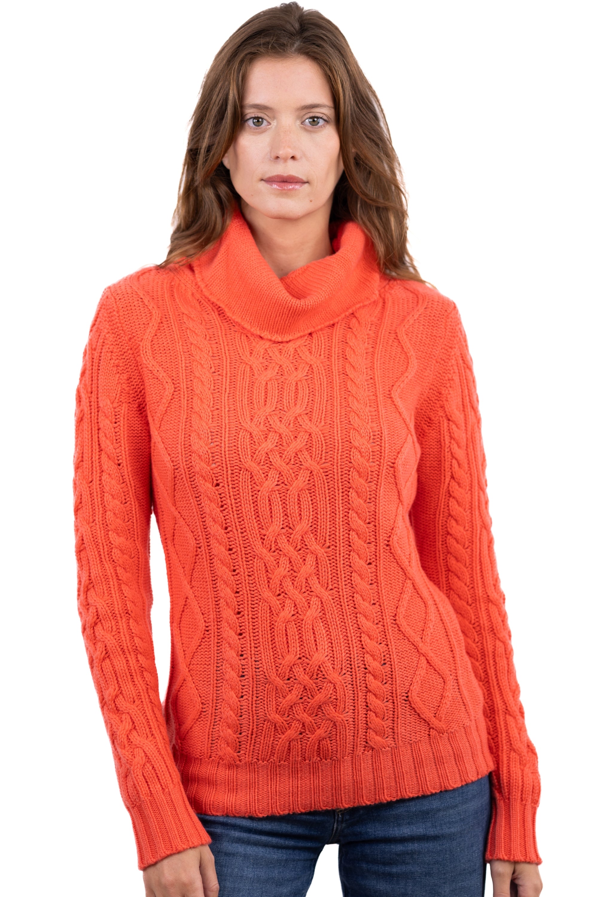 Wynona aus Kaschmir für Damen - leuchtendes Koralle - Mahogany