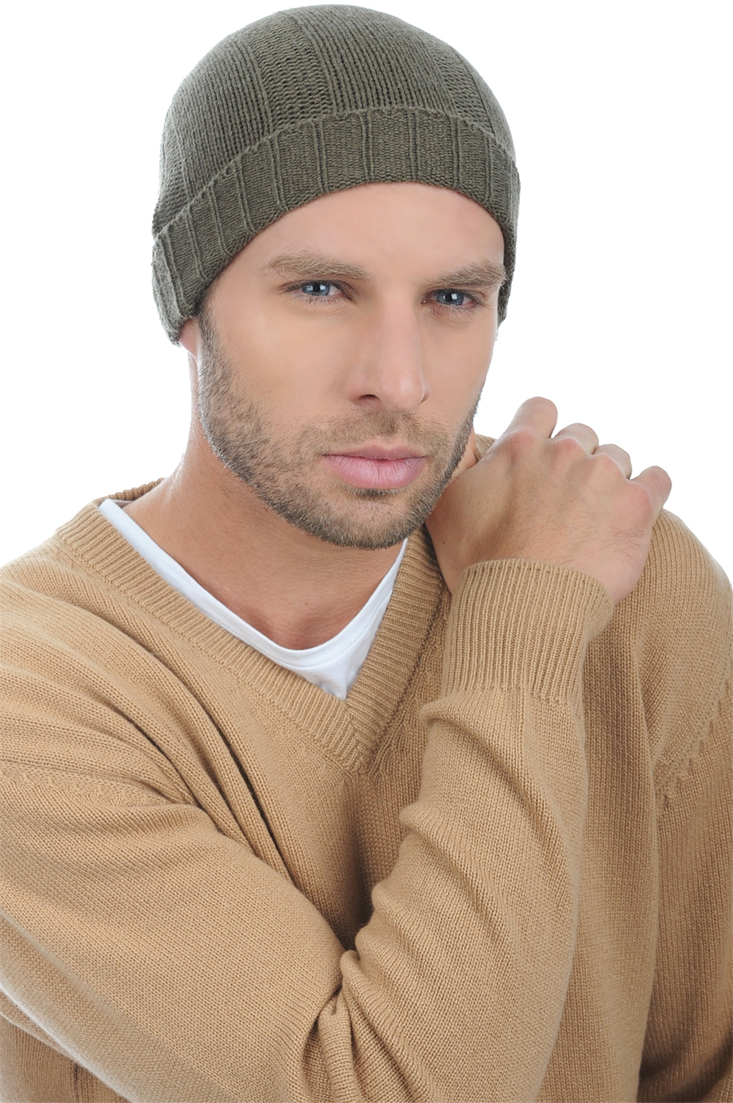 Ted Kaschmirpullover Herren - Khaki - Mahogany