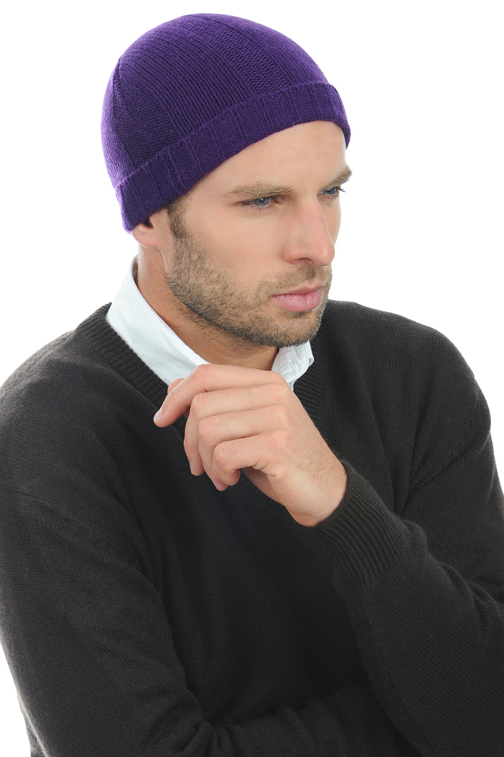 Ted aus Kaschmir Herren - leuchtendes Violett - Mahogany