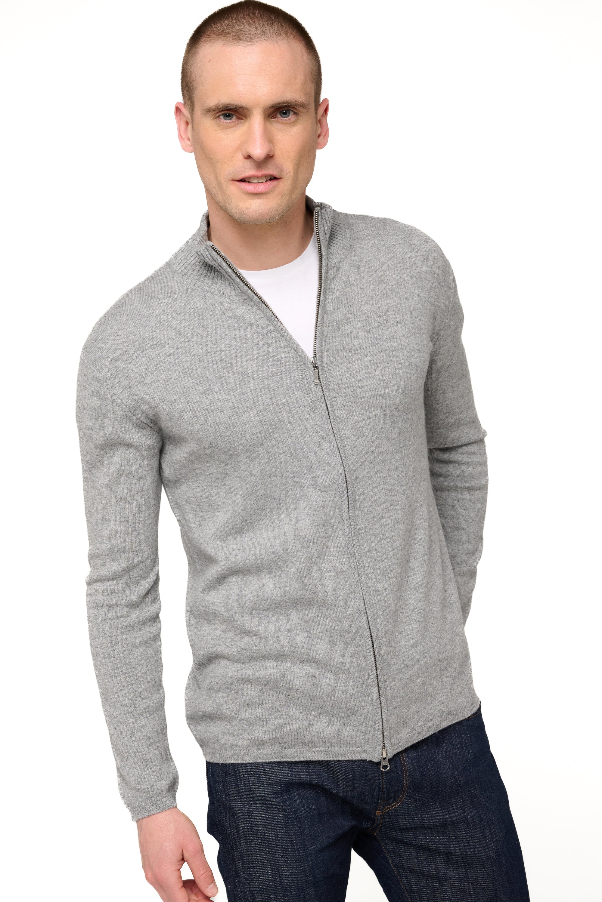 Elton aus Kaschmir Herren - grau meliert - Mahogany