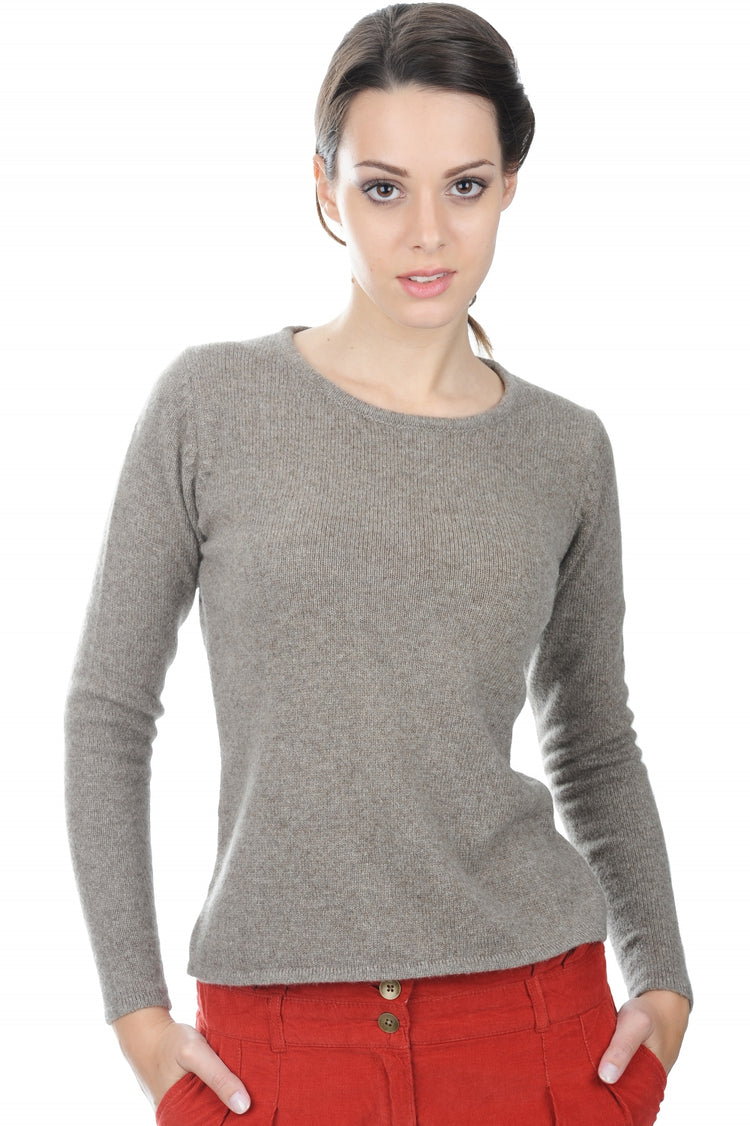 Yak-Pullover, 100 % Yak, Damen, Rundhalsausschnitt, gerade Schnittform, lange Ärmel, normal / 2- und 4-fädig, normales Strickwerk, Mahogany