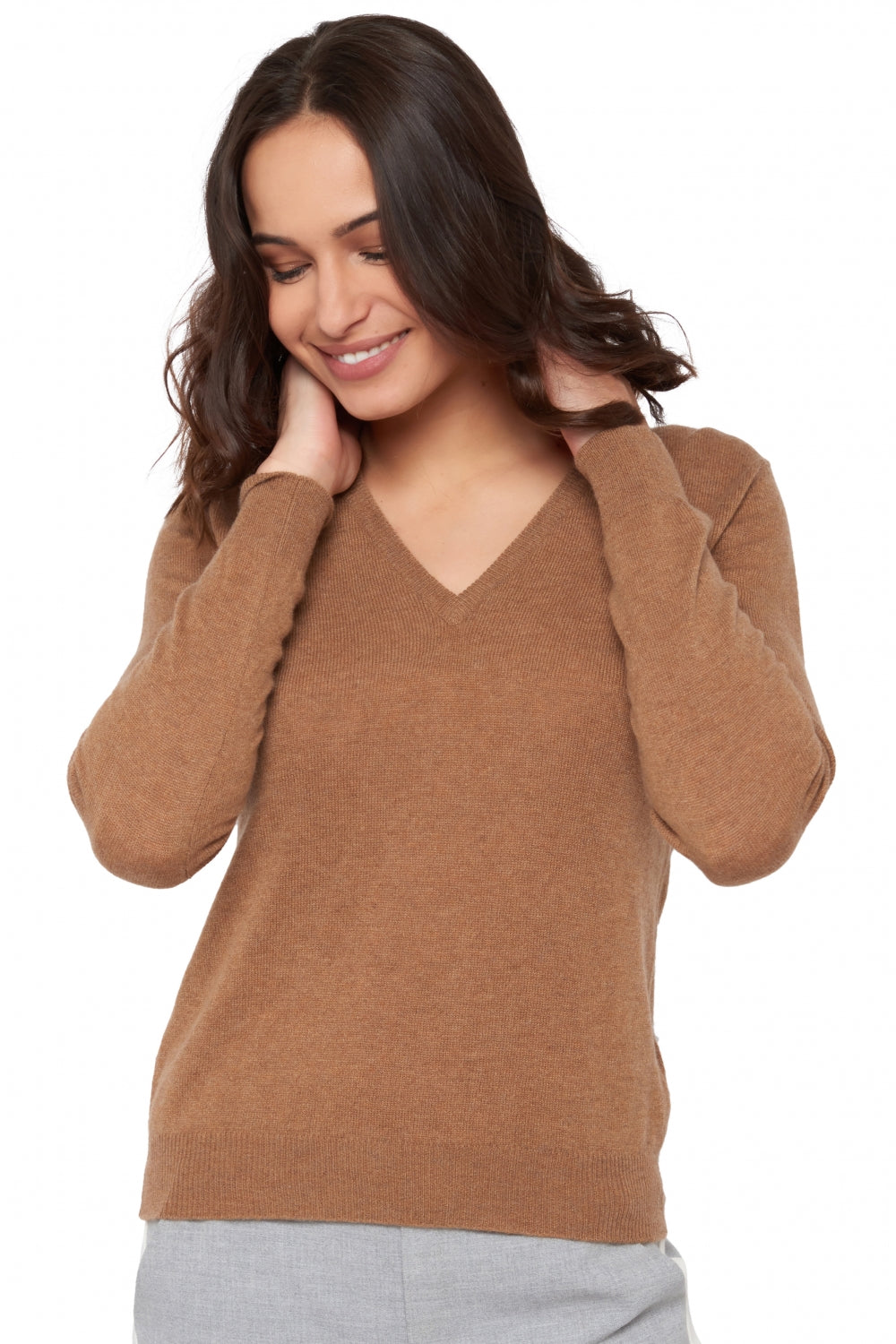Faustine aus Kaschmir für Damen - camel chiné - Mahogany