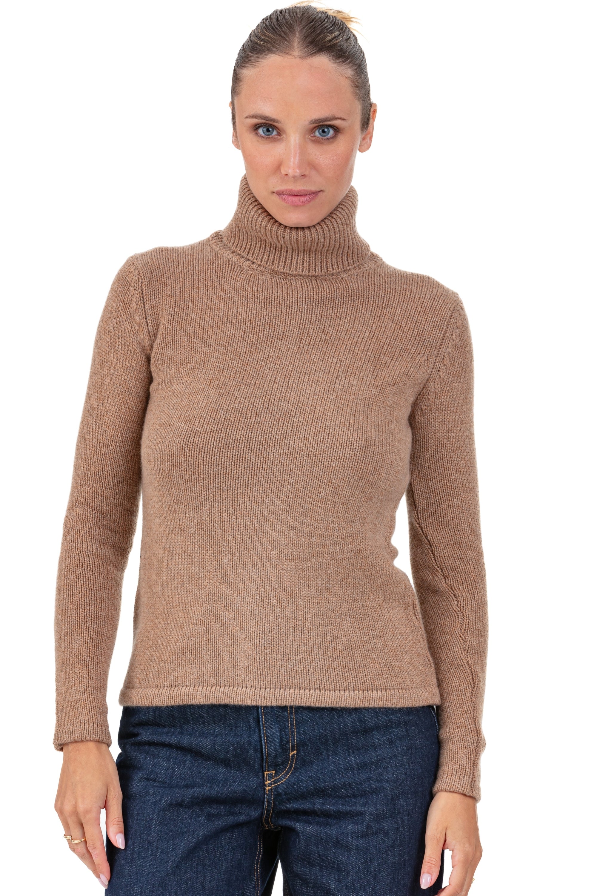 Carla aus Kaschmir für Damen - camel chiné - Mahogany