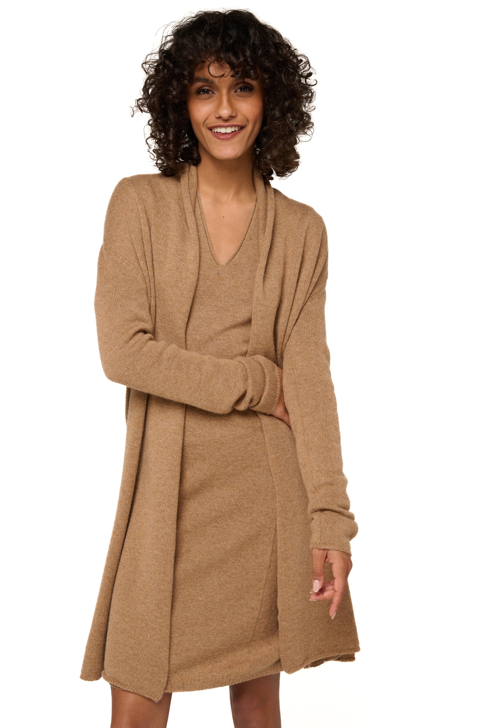 Perla Kaschmirpullover Damen - meliertes Kamel - Mahogany