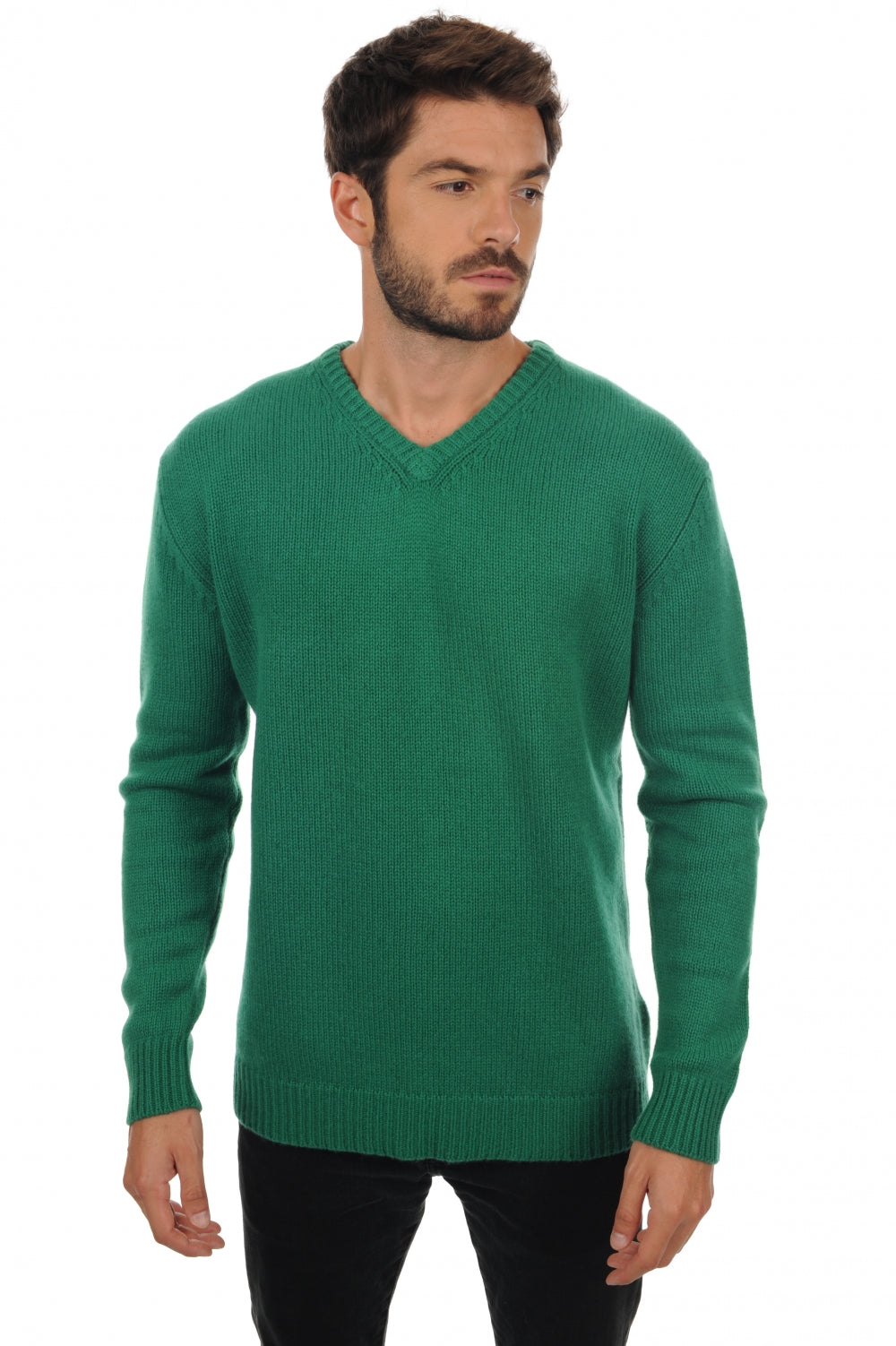 Atman Kaschmirpullover Herren - englisches Grün - Mahogany