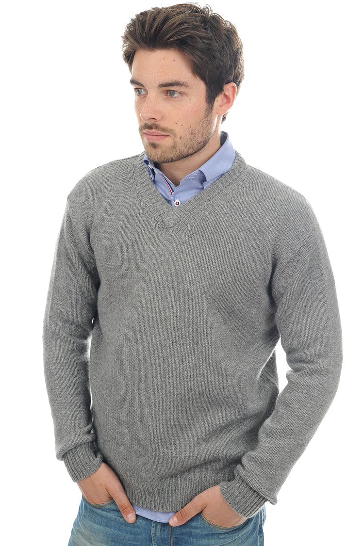 Atman Kaschmirpullover Herren - meliertes Grau - Mahogany