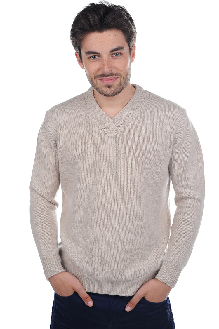 Atman Kaschmirpullover Herren – zeitloses Beige – Mahogany