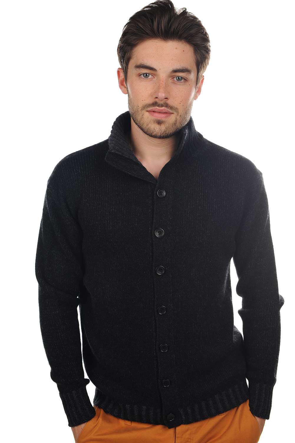 Jo Kaschmirpullover Herren - Schwarz-Anthrazit Chiné - Mahogany