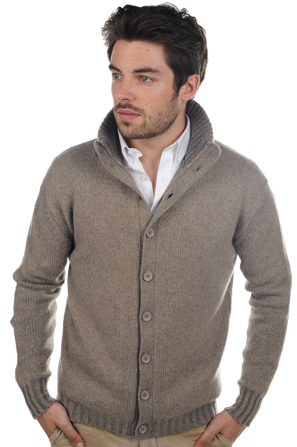 Jo Kaschmirpullover Herren - Natural Brown-Marmotte - Mahogany