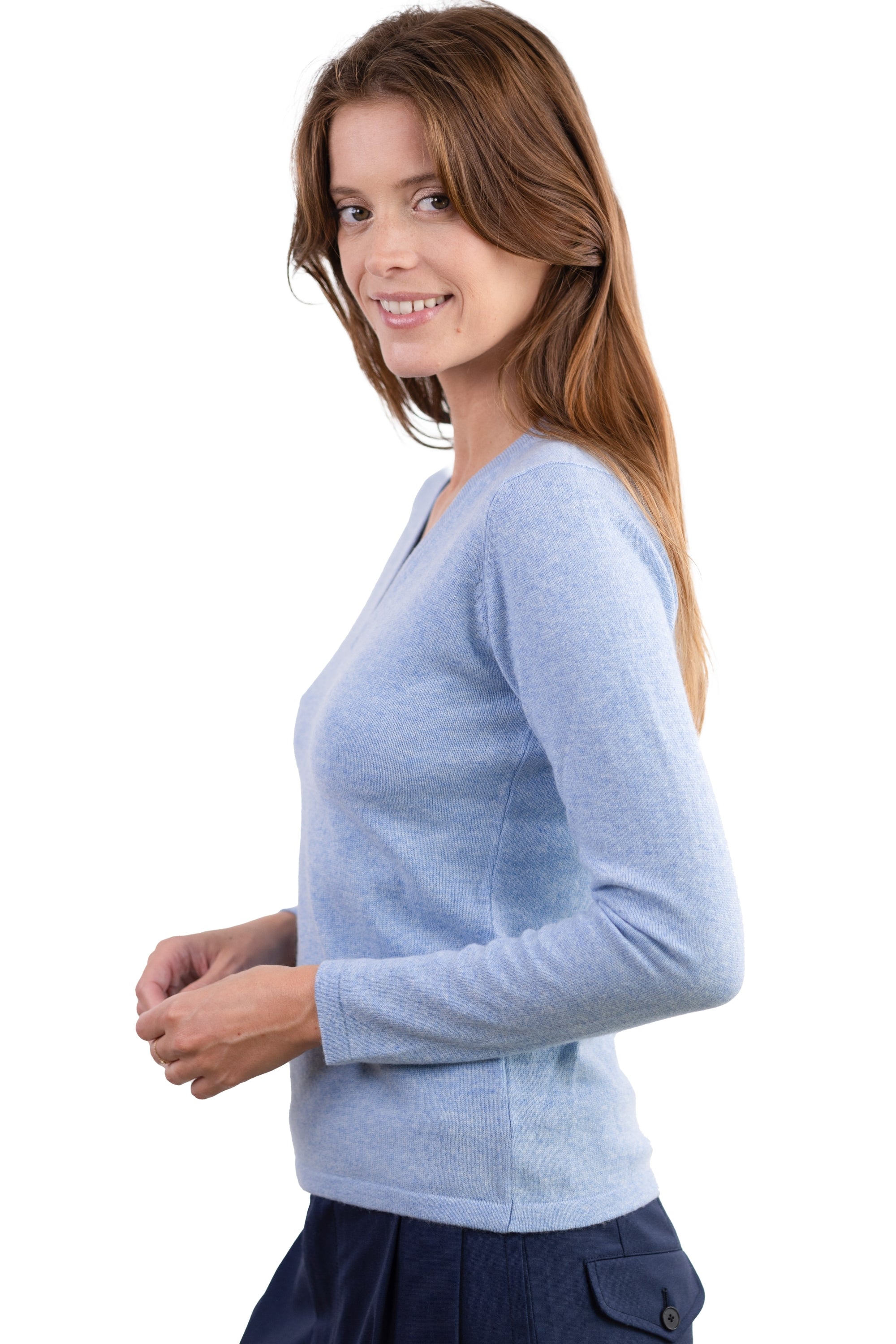 Emma aus Kaschmir Damen - Ansicht 1 - bleu azur chiné - Mahogany