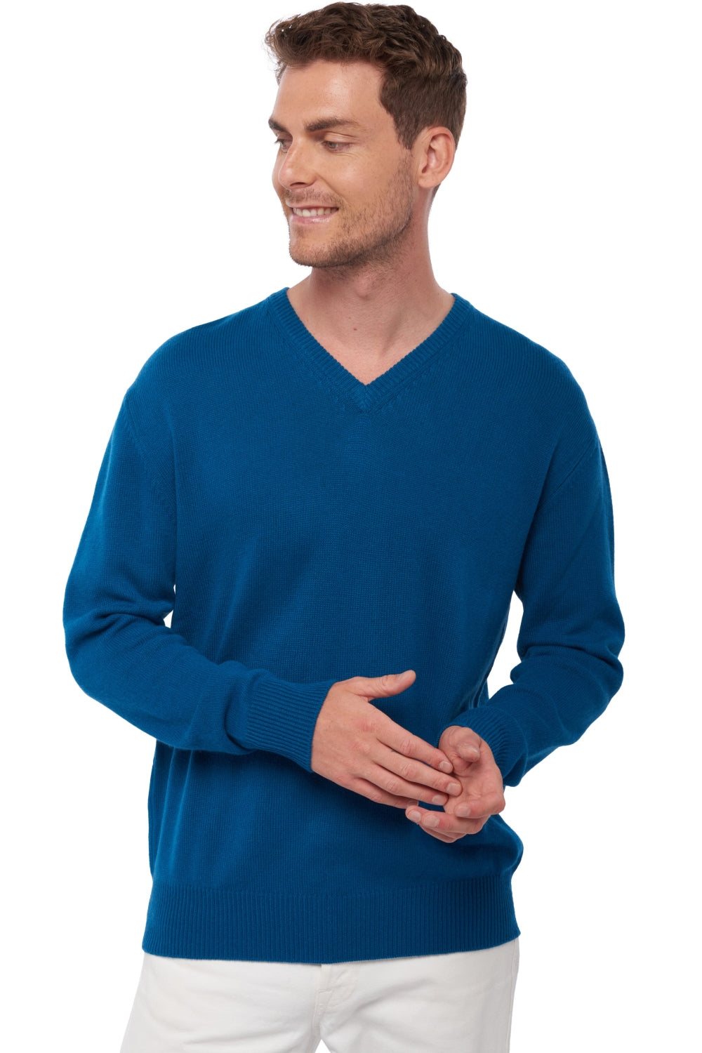 Hippolyte 4F Kaschmirpullover Herren - Entenblau - Mahogany