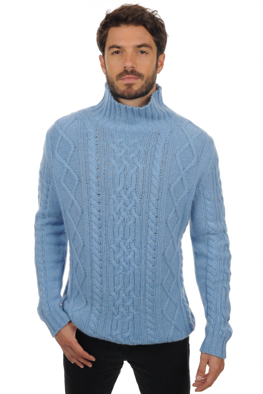 Platon aus Kaschmir Herren - azurblau meliert - Mahogany
