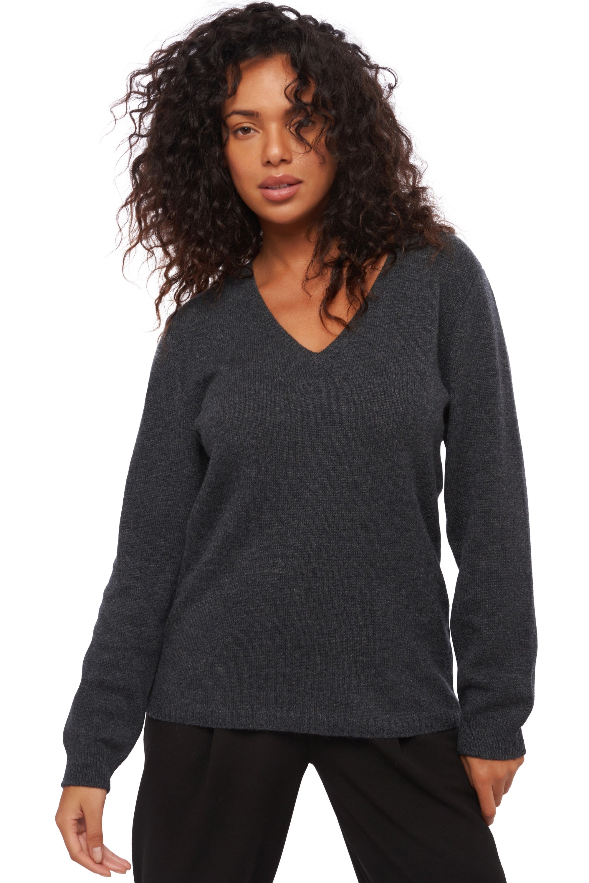 Erine 4F aus Kaschmir für Damen - Anthrazit Meliert - Mahogany
